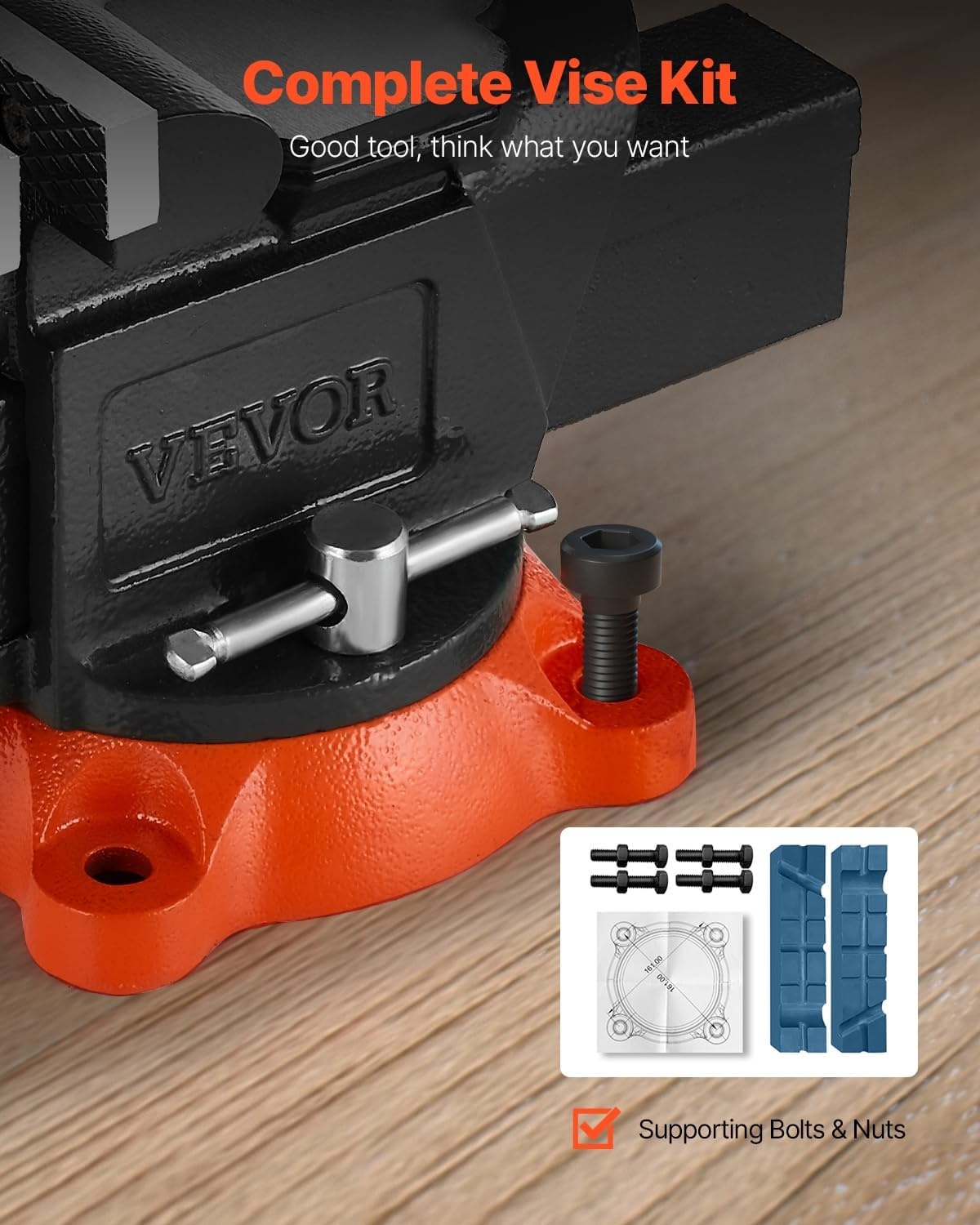 image:imageVEVOR Bench Vise 45inch Jaw Width 33inch Jaw Opening 240Degree Swivel Locking Base Multipurpose Vise wAnvil Heavy Duty Cast Iron Workbench Vise wBolts amp Nuts for Drilling Pipe Cutting for Drilling Grinding Cutting with Large Anvil Area Multipurpose Workbench Vise Heavy Duty Cast Iron with Bolts amp Nuts5inch