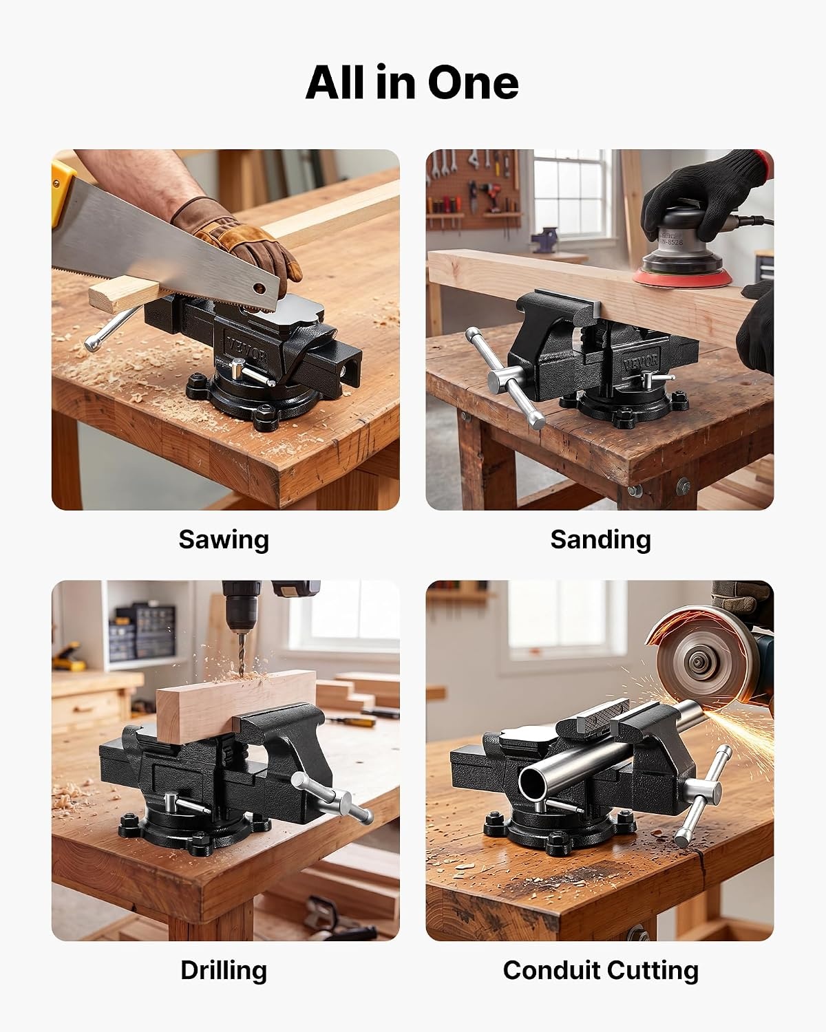 image:imageVEVOR Bench Vise 45inch Jaw Width 33inch Jaw Opening 240Degree Swivel Locking Base Multipurpose Vise wAnvil Heavy Duty Cast Iron Workbench Vise wBolts amp Nuts for Drilling Pipe Cutting for Drilling Grinding Cutting with Large Anvil Area Multipurpose Workbench Vise Heavy Duty Cast Iron with Bolts amp Nuts4inch