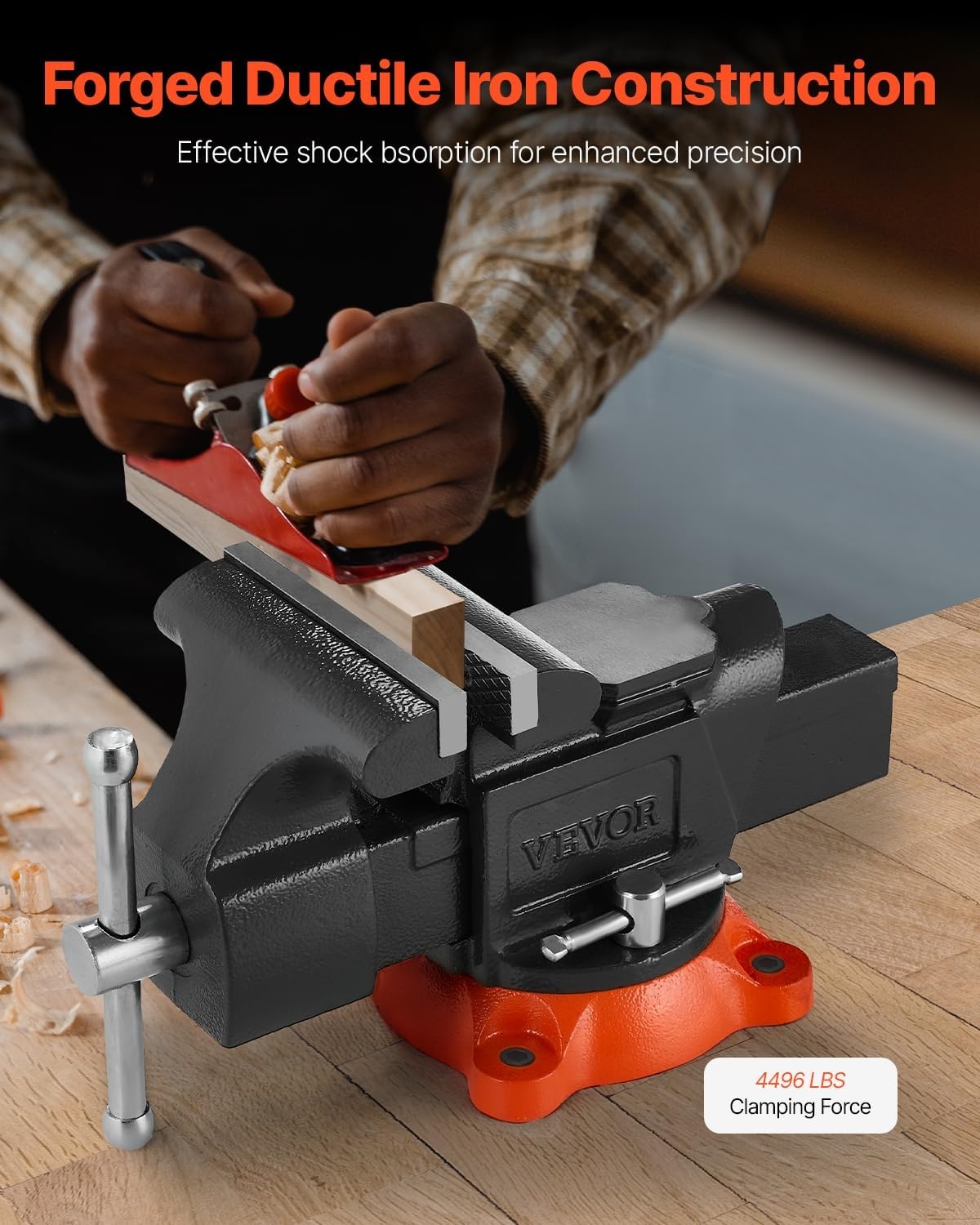 image:imageVEVOR Bench Vise 45inch Jaw Width 33inch Jaw Opening 240Degree Swivel Locking Base Multipurpose Vise wAnvil Heavy Duty Cast Iron Workbench Vise wBolts amp Nuts for Drilling Pipe Cutting for Drilling Grinding Cutting with Large Anvil Area Multipurpose Workbench Vise Heavy Duty Cast Iron with Bolts amp Nuts5inch