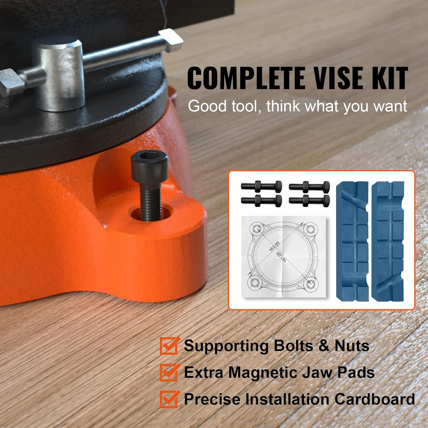 image:imageVEVOR Bench Vise 45inch Jaw Width 33inch Jaw Opening 240Degree Swivel Locking Base Multipurpose Vise wAnvil Heavy Duty Cast Iron Workbench Vise wBolts amp Nuts for Drilling Pipe Cutting for Drilling Grinding Cutting with Large Anvil Area Multipurpose Workbench Vise Heavy Duty Cast Iron with Bolts amp Nuts6inch