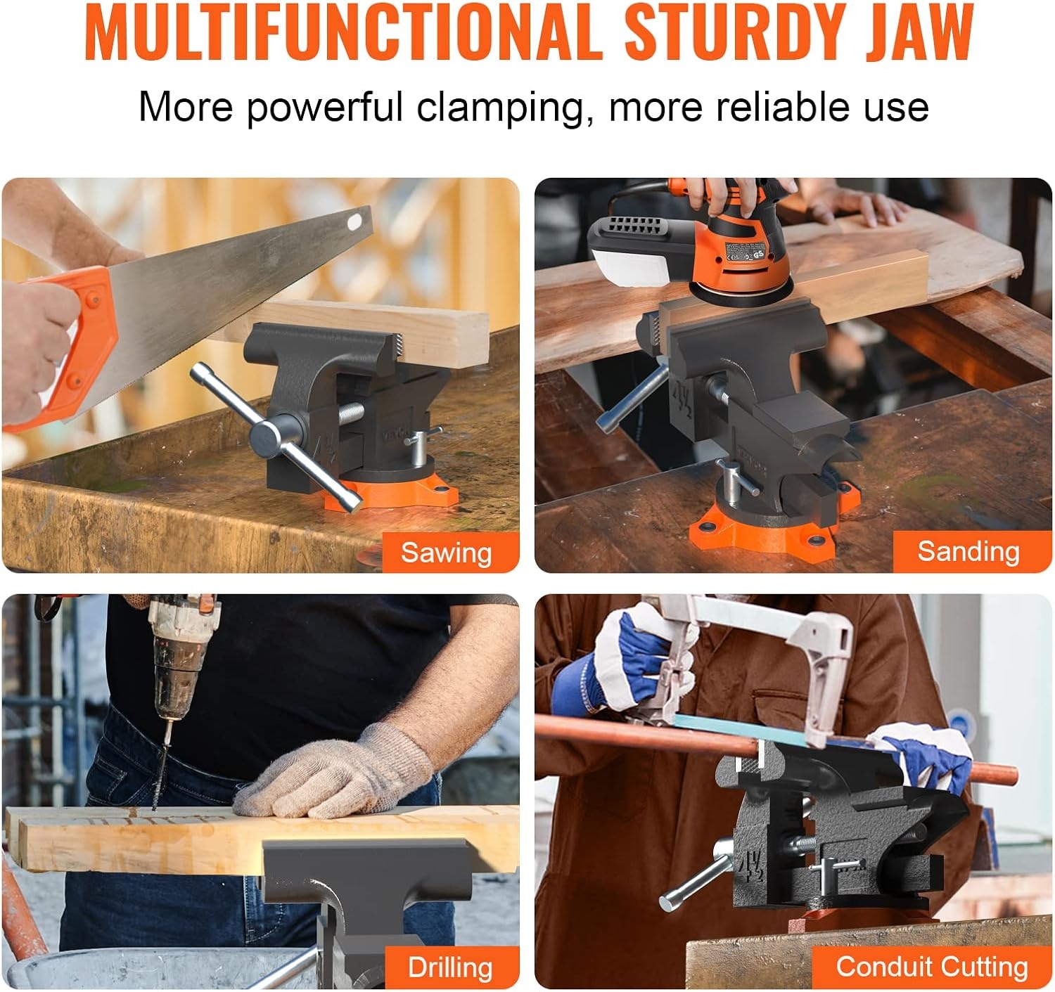 image:imageVEVOR Bench Vise 45inch Jaw Width 33inch Jaw Opening 240Degree Swivel Locking Base Multipurpose Vise wAnvil Heavy Duty Cast Iron Workbench Vise wBolts amp Nuts for Drilling Pipe Cutting for Drilling Grinding Cutting with Large Anvil Area Multipurpose Workbench Vise Heavy Duty Cast Iron with Bolts amp Nuts45 Inch