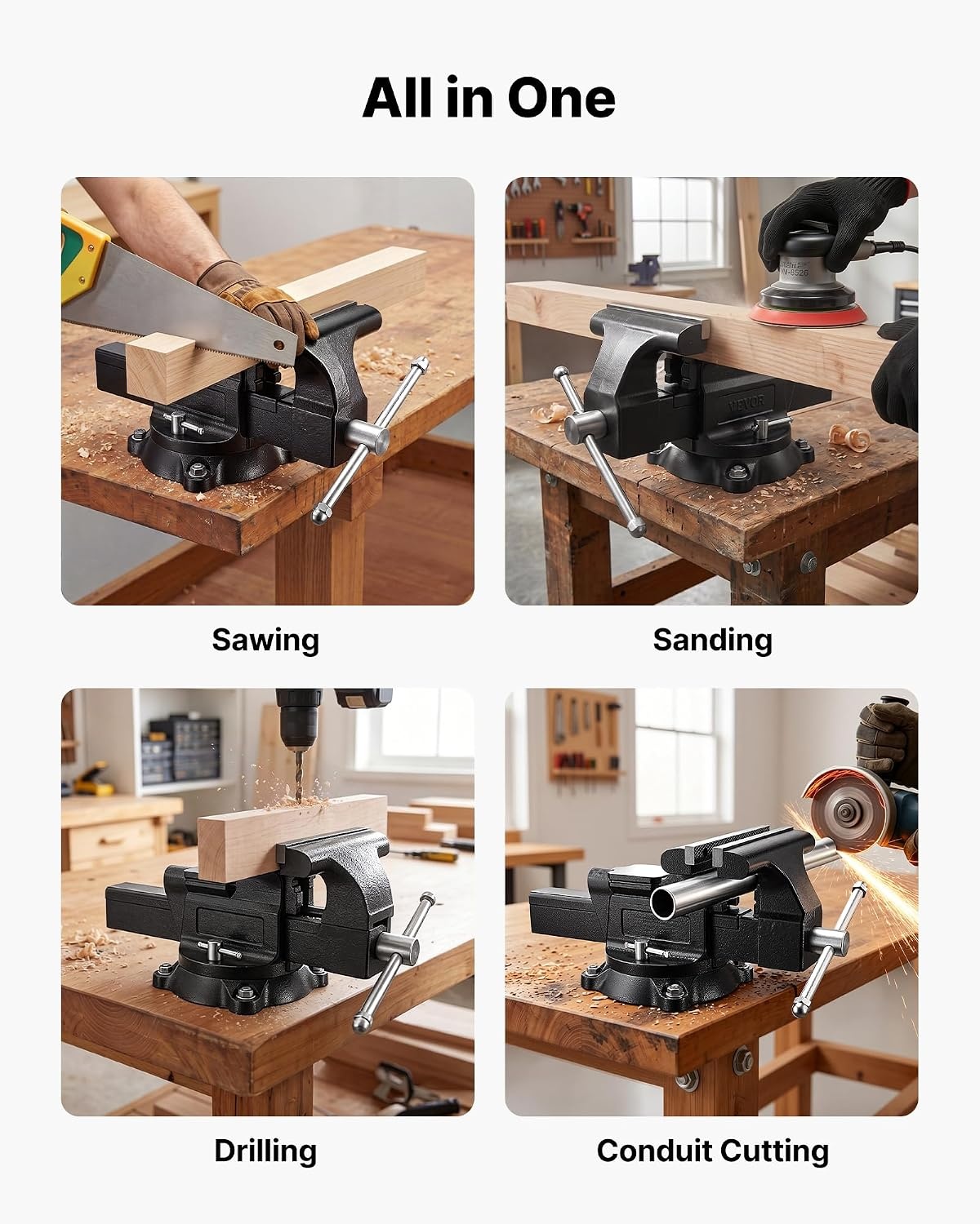 image:imageVEVOR Bench Vise 45inch Jaw Width 33inch Jaw Opening 240Degree Swivel Locking Base Multipurpose Vise wAnvil Heavy Duty Cast Iron Workbench Vise wBolts amp Nuts for Drilling Pipe Cutting for Drilling Grinding Cutting with Large Anvil Area Multipurpose Workbench Vise Heavy Duty Cast Iron with Bolts amp Nuts10inch