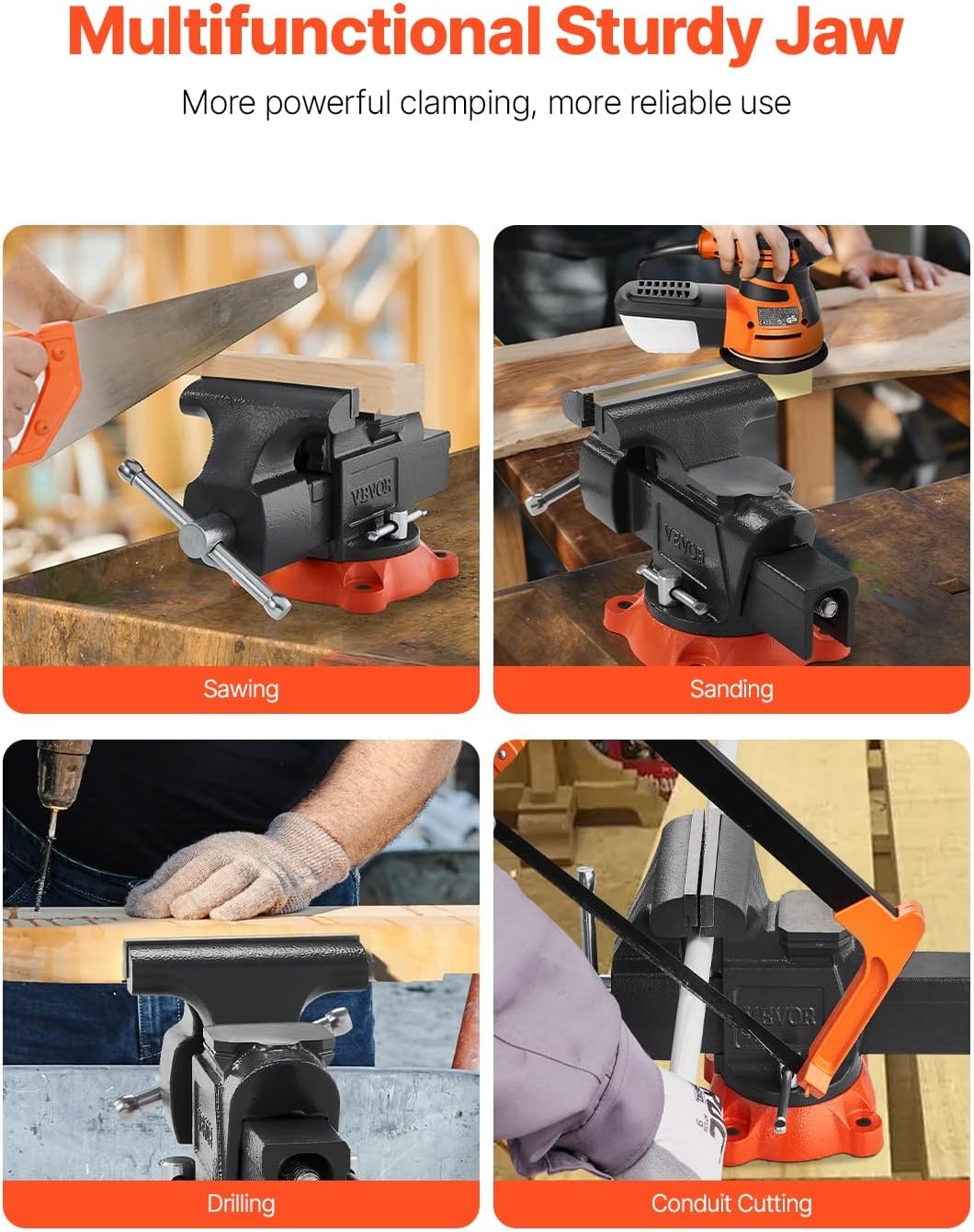 image:imageVEVOR Bench Vise 45inch Jaw Width 33inch Jaw Opening 240Degree Swivel Locking Base Multipurpose Vise wAnvil Heavy Duty Cast Iron Workbench Vise wBolts amp Nuts for Drilling Pipe Cutting for Drilling Grinding Cutting with Large Anvil Area Multipurpose Workbench Vise Heavy Duty Cast Iron with Bolts amp Nuts5inch