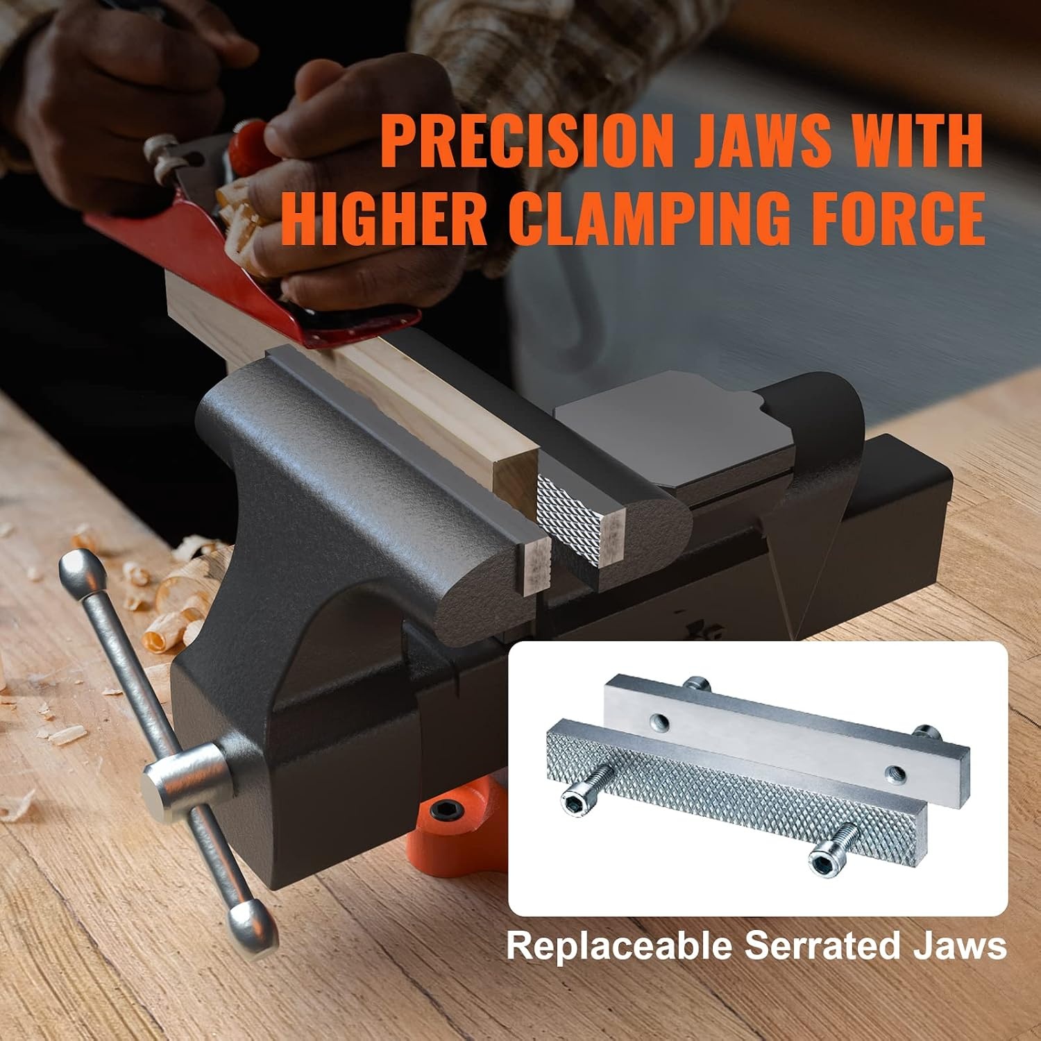 image:imageVEVOR Bench Vise 45inch Jaw Width 33inch Jaw Opening 240Degree Swivel Locking Base Multipurpose Vise wAnvil Heavy Duty Cast Iron Workbench Vise wBolts amp Nuts for Drilling Pipe Cutting for Drilling Grinding Cutting with Large Anvil Area Multipurpose Workbench Vise Heavy Duty Cast Iron with Bolts amp Nuts6inch