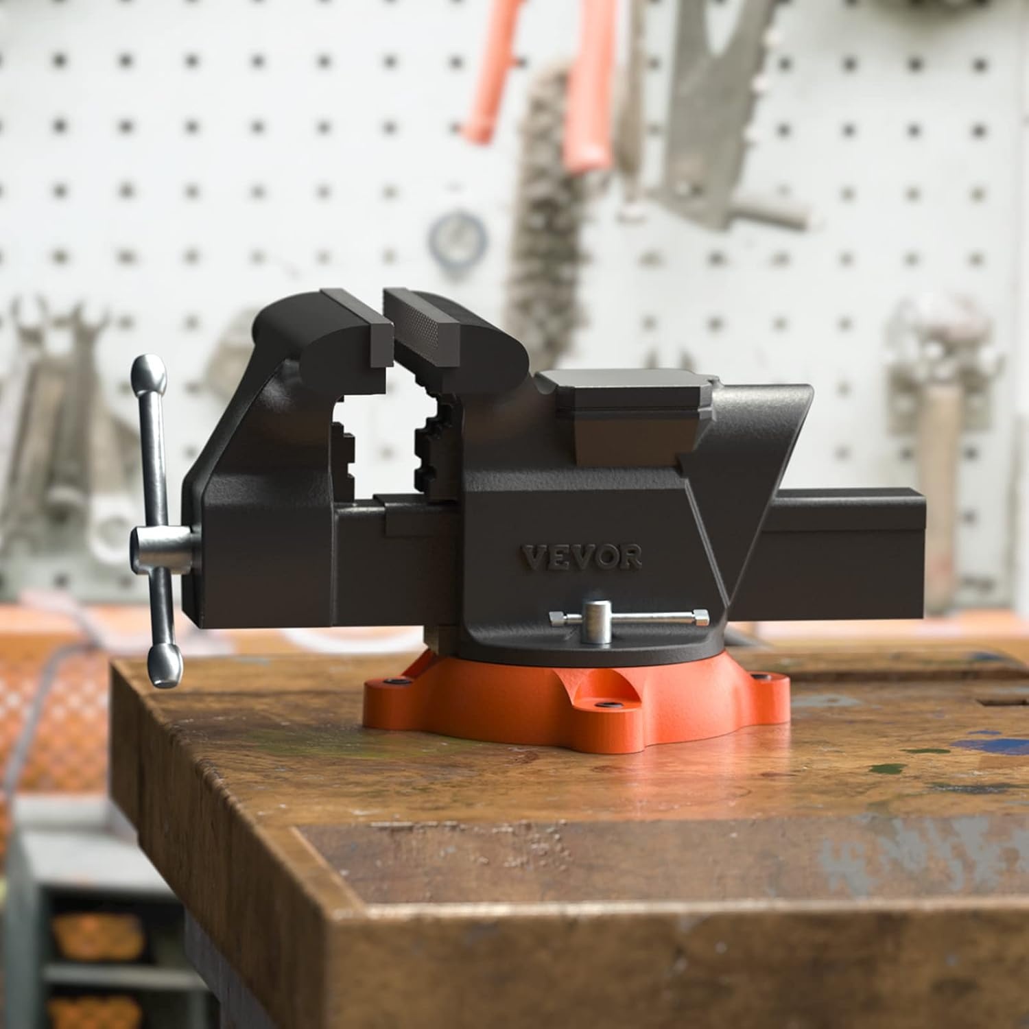 image:imageVEVOR Bench Vise 45inch Jaw Width 33inch Jaw Opening 240Degree Swivel Locking Base Multipurpose Vise wAnvil Heavy Duty Cast Iron Workbench Vise wBolts amp Nuts for Drilling Pipe Cutting for Drilling Grinding Cutting with Large Anvil Area Multipurpose Workbench Vise Heavy Duty Cast Iron with Bolts amp Nuts6inch