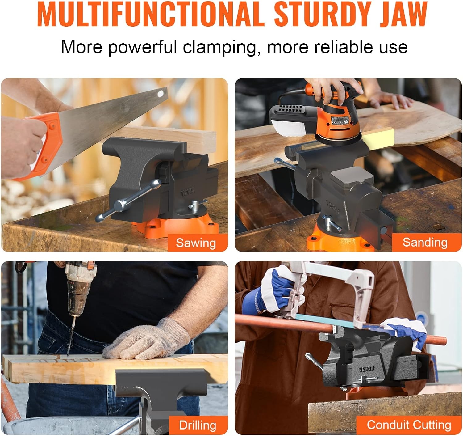 image:imageVEVOR Bench Vise 45inch Jaw Width 33inch Jaw Opening 240Degree Swivel Locking Base Multipurpose Vise wAnvil Heavy Duty Cast Iron Workbench Vise wBolts amp Nuts for Drilling Pipe Cutting for Drilling Grinding Cutting with Large Anvil Area Multipurpose Workbench Vise Heavy Duty Cast Iron with Bolts amp Nuts6inch