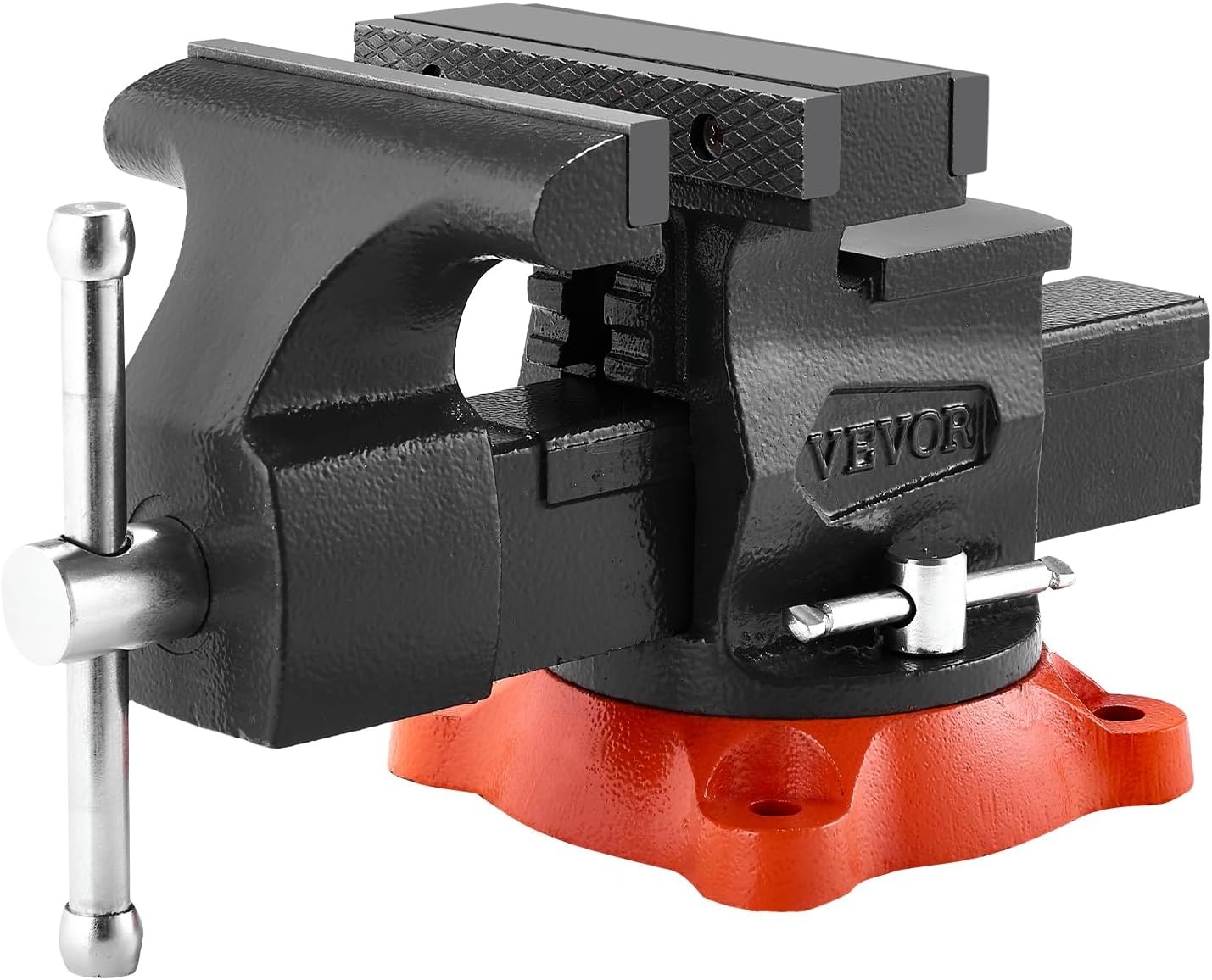 image:imageVEVOR Bench Vise 55 Jaw Width 55 Max Jaw Opening Multipurpose Vise with 360 Swivel Locking Base 28 Throat Depth Heavy Duty Ductile Iron Workbench Vise TwoWay Jaws for Clamping Round Pipes55inch
