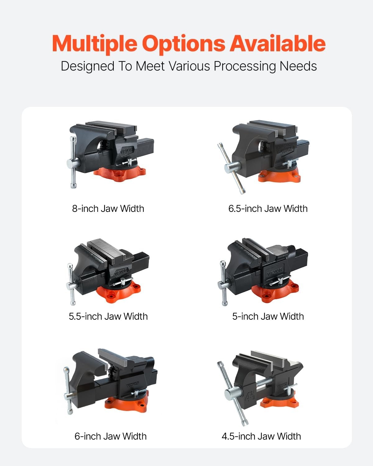image:imageVEVOR Bench Vise 55 Jaw Width 55 Max Jaw Opening Multipurpose Vise with 360 Swivel Locking Base 28 Throat Depth Heavy Duty Ductile Iron Workbench Vise TwoWay Jaws for Clamping Round Pipes55inch