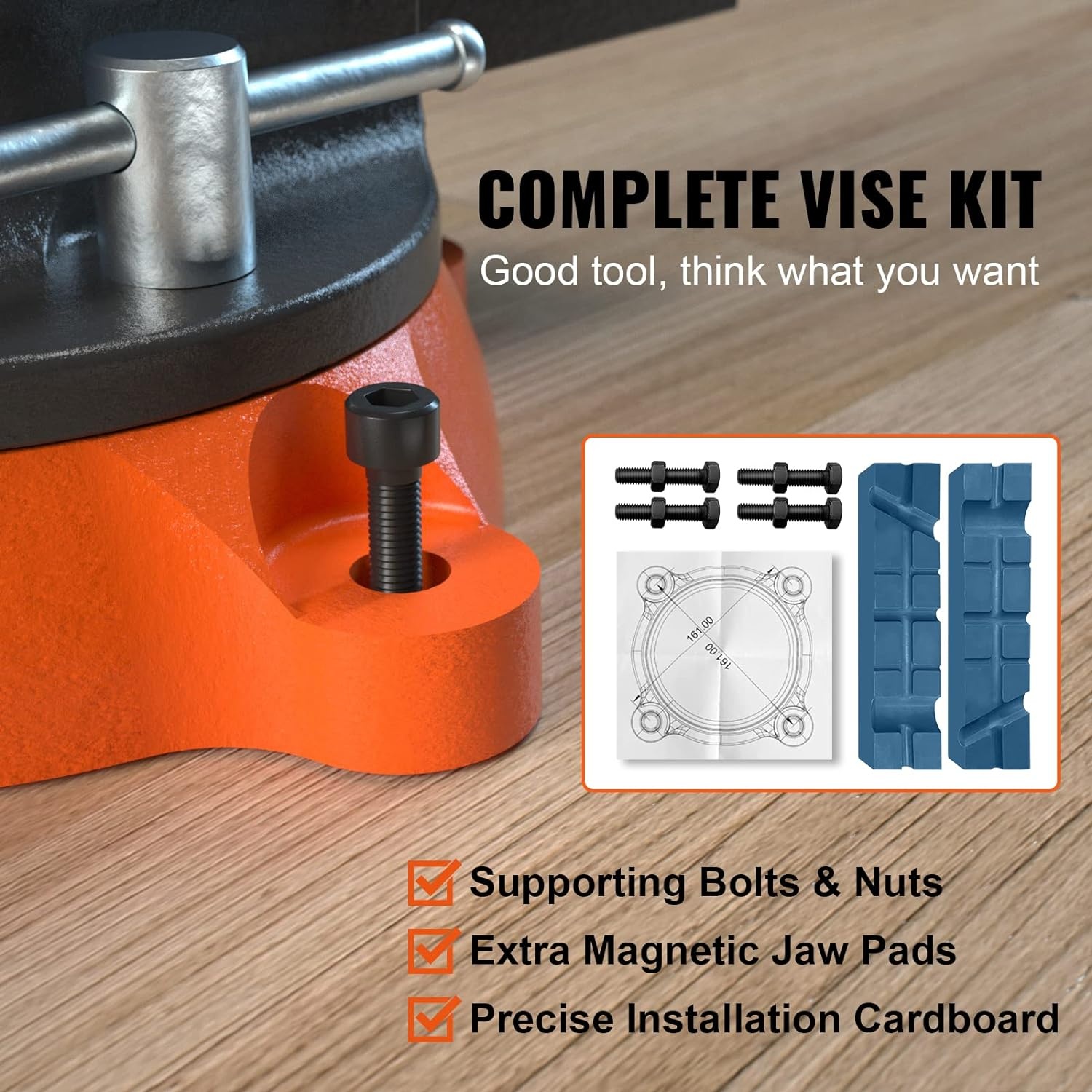 image:imageVEVOR Bench Vise 55 Jaw Width 55 Max Jaw Opening Multipurpose Vise with 360 Swivel Locking Base 28 Throat Depth Heavy Duty Ductile Iron Workbench Vise TwoWay Jaws for Clamping Round Pipes65 Inch