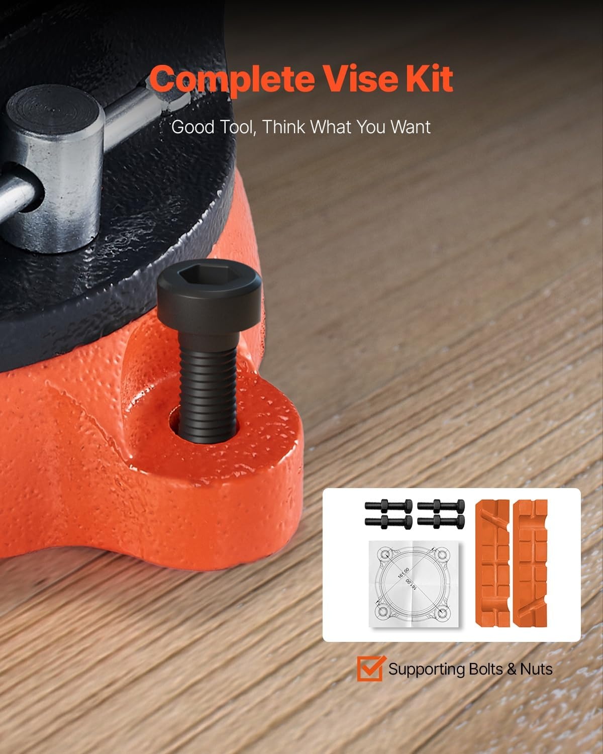 image:imageVEVOR Bench Vise 55 Jaw Width 55 Max Jaw Opening Multipurpose Vise with 360 Swivel Locking Base 28 Throat Depth Heavy Duty Ductile Iron Workbench Vise TwoWay Jaws for Clamping Round Pipes8inch