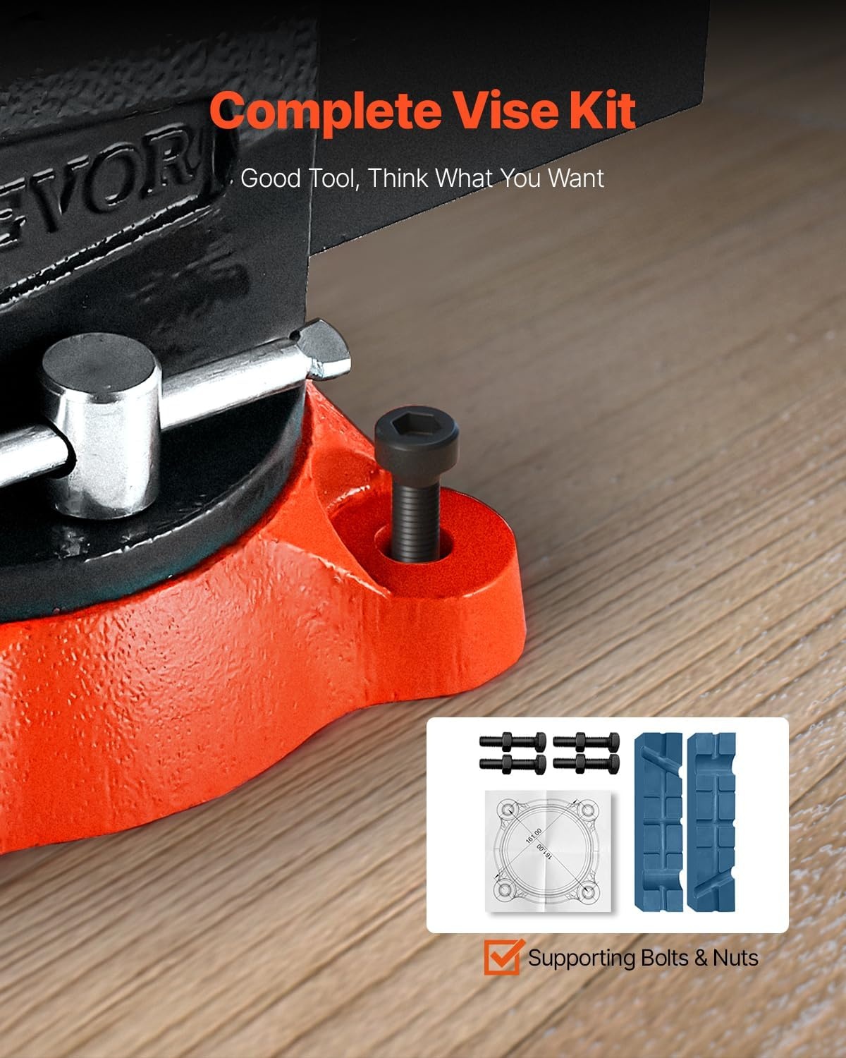 image:imageVEVOR Bench Vise 55 Jaw Width 55 Max Jaw Opening Multipurpose Vise with 360 Swivel Locking Base 28 Throat Depth Heavy Duty Ductile Iron Workbench Vise TwoWay Jaws for Clamping Round Pipes55inch