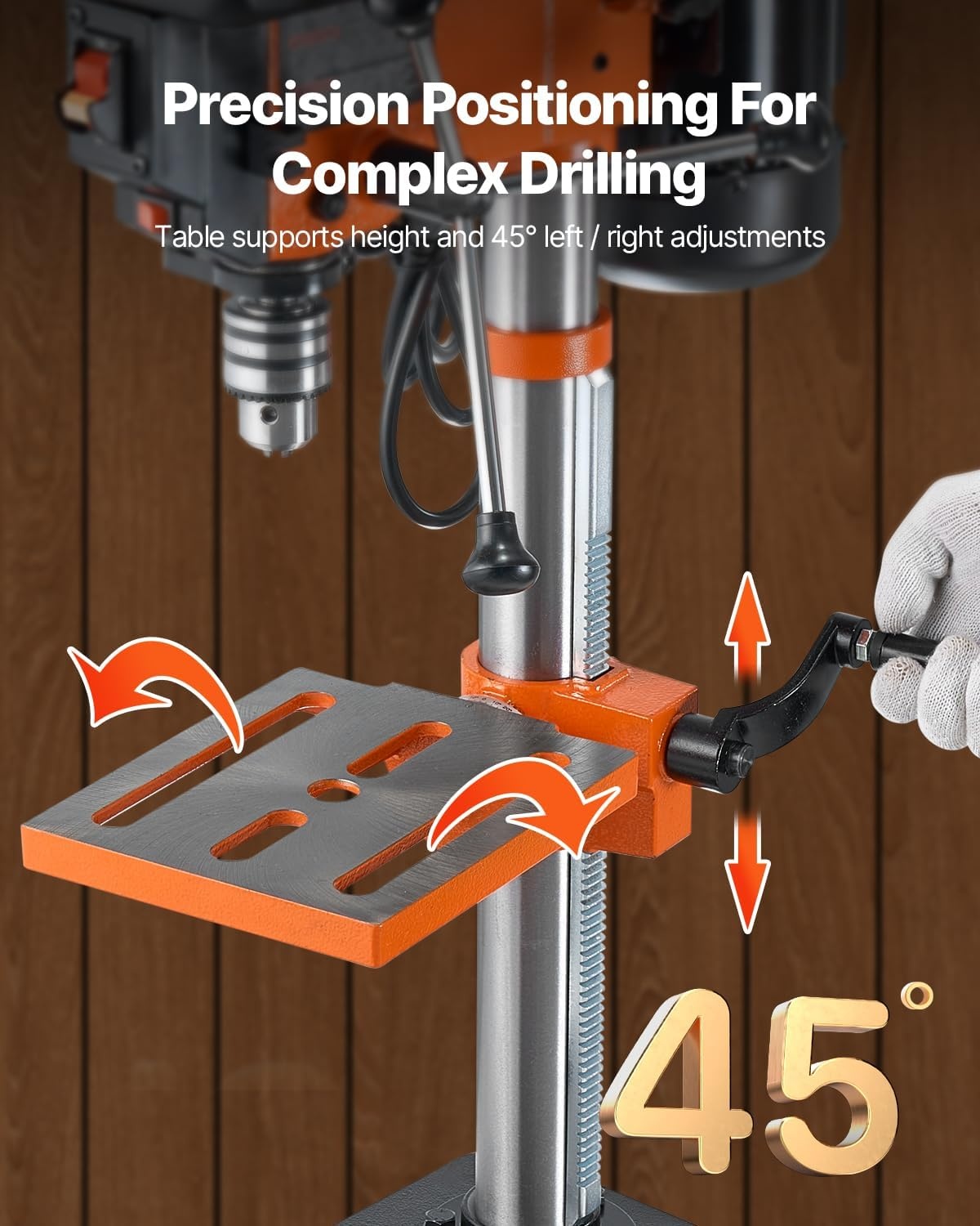 image:imageVEVOR Benchtop Drill Press 32 Amp and 5Speed Adjustable Drill Press with 10 in Swing Cast Iron Frame Worktable Tilts 045 Ideal for Drilling Wood amp Metal
