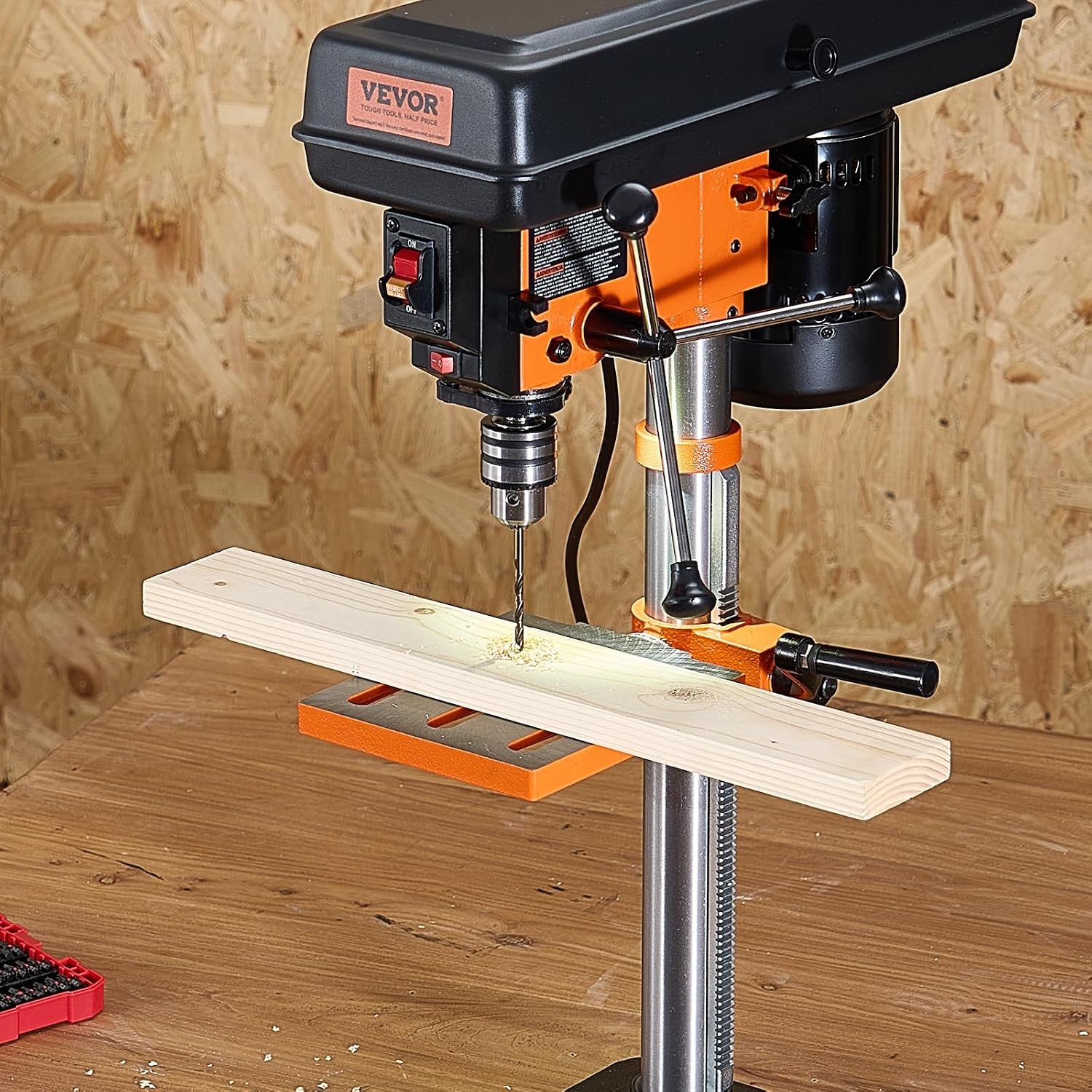 image:imageVEVOR Benchtop Drill Press 32 Amp and 5Speed Adjustable Drill Press with 10 in Swing Cast Iron Frame Worktable Tilts 045 Ideal for Drilling Wood amp Metal