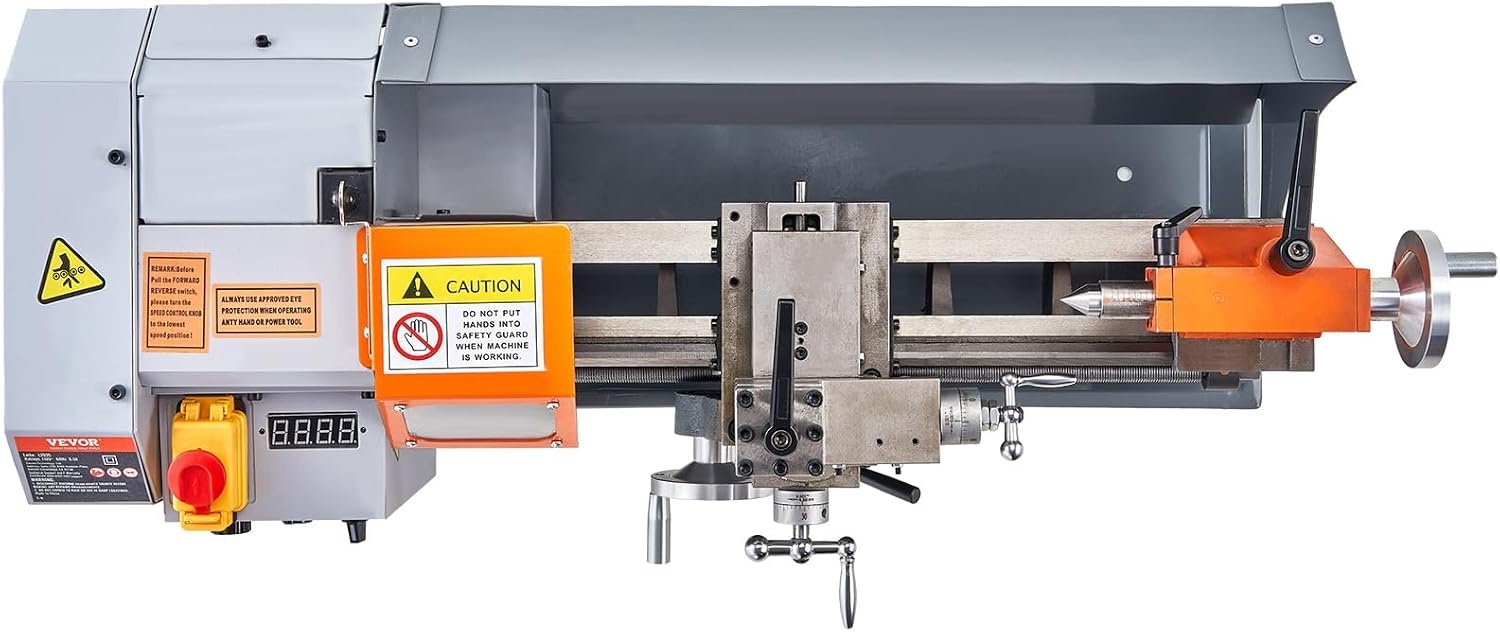 image:imageVEVOR Benchtop Metal Lathe 787 x 1378 in Precision Power Metal Lathe Machine with 502500 RPM Continuously Variable Speed Metal Gears 600W Brush Motor Tool Box for Processing Precision Parts
