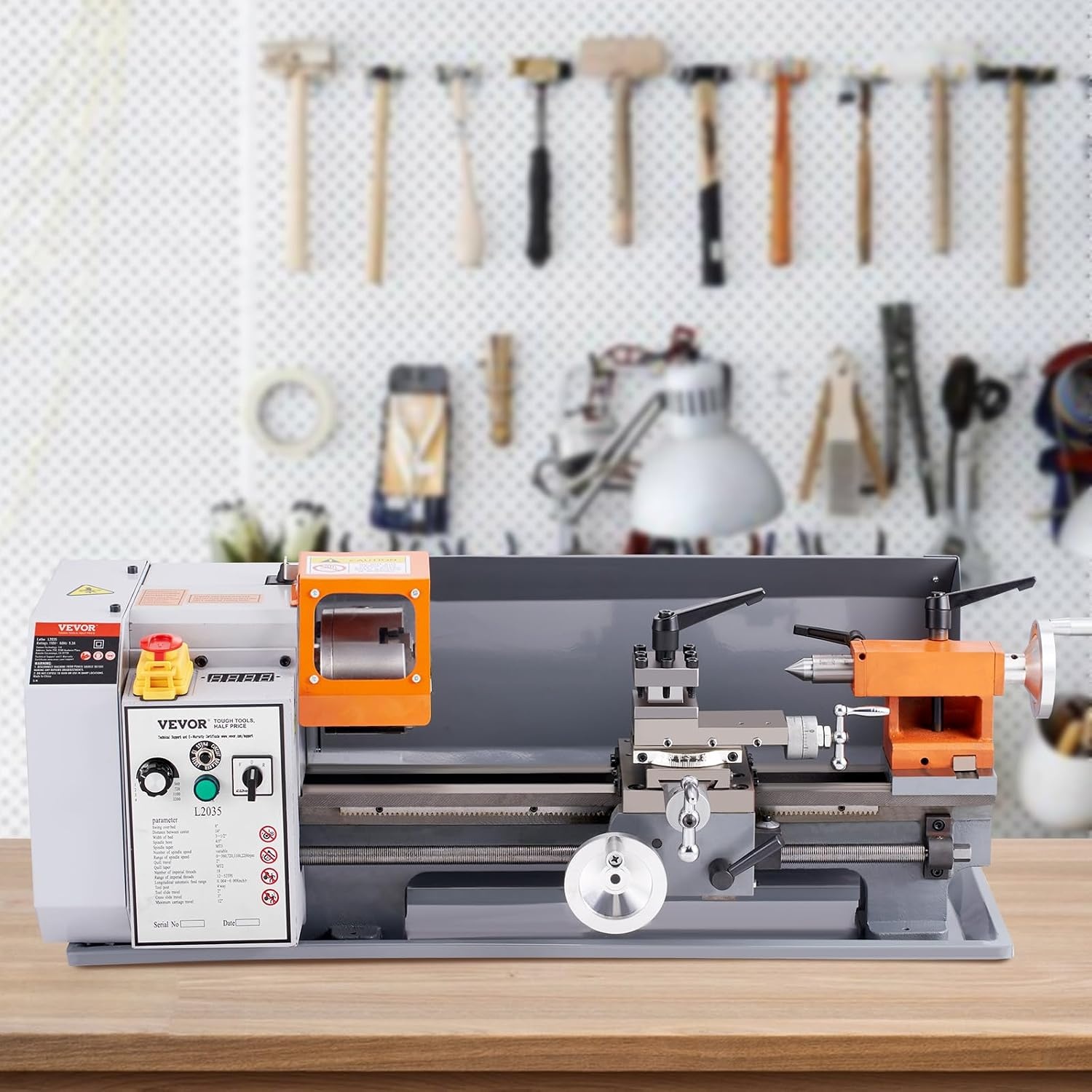 image:imageVEVOR Benchtop Metal Lathe 787 x 1378 in Precision Power Metal Lathe Machine with 502500 RPM Continuously Variable Speed Metal Gears 600W Brush Motor Tool Box for Processing Precision Parts