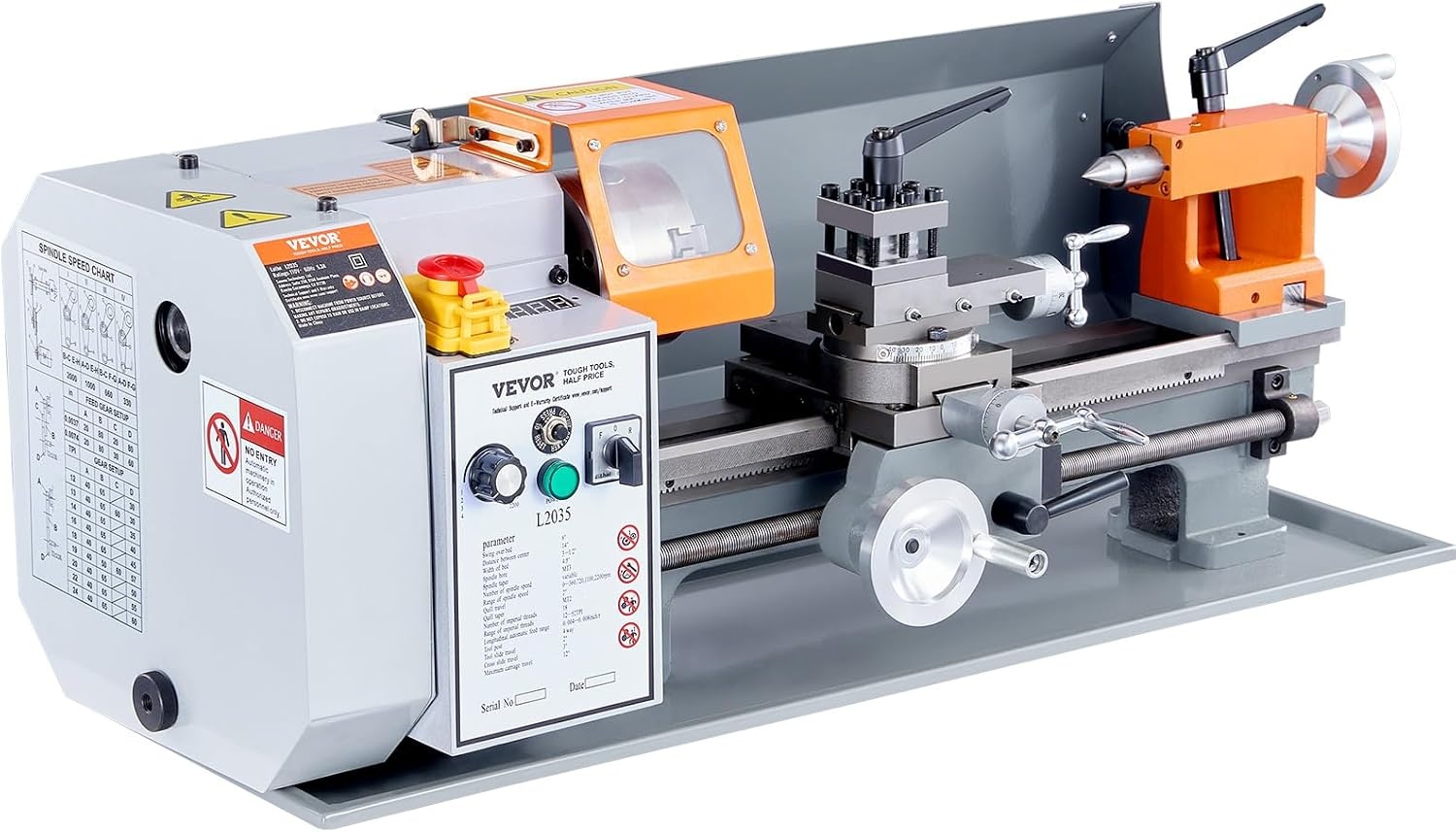 image:imageVEVOR Benchtop Metal Lathe 787 x 1378 in Precision Power Metal Lathe Machine with 502500 RPM Continuously Variable Speed Metal Gears 600W Brush Motor Tool Box for Processing Precision Parts