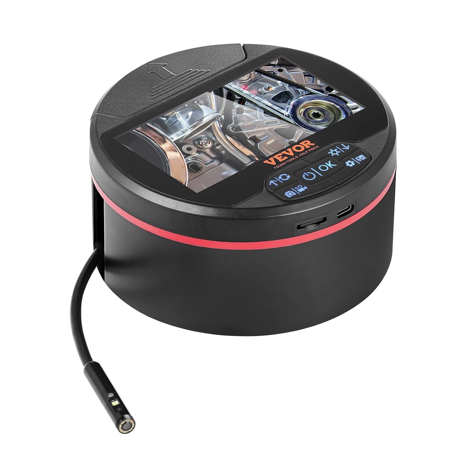 image:imageVEVOR Borescope Triple Lens Endoscope Camera with Light 43 IPS Screen Inspection Camera with 8 2 Lights IP67 Waterproof Snake Scope Cameras for Automotive Plumbing 164FT Cable 32GB Card