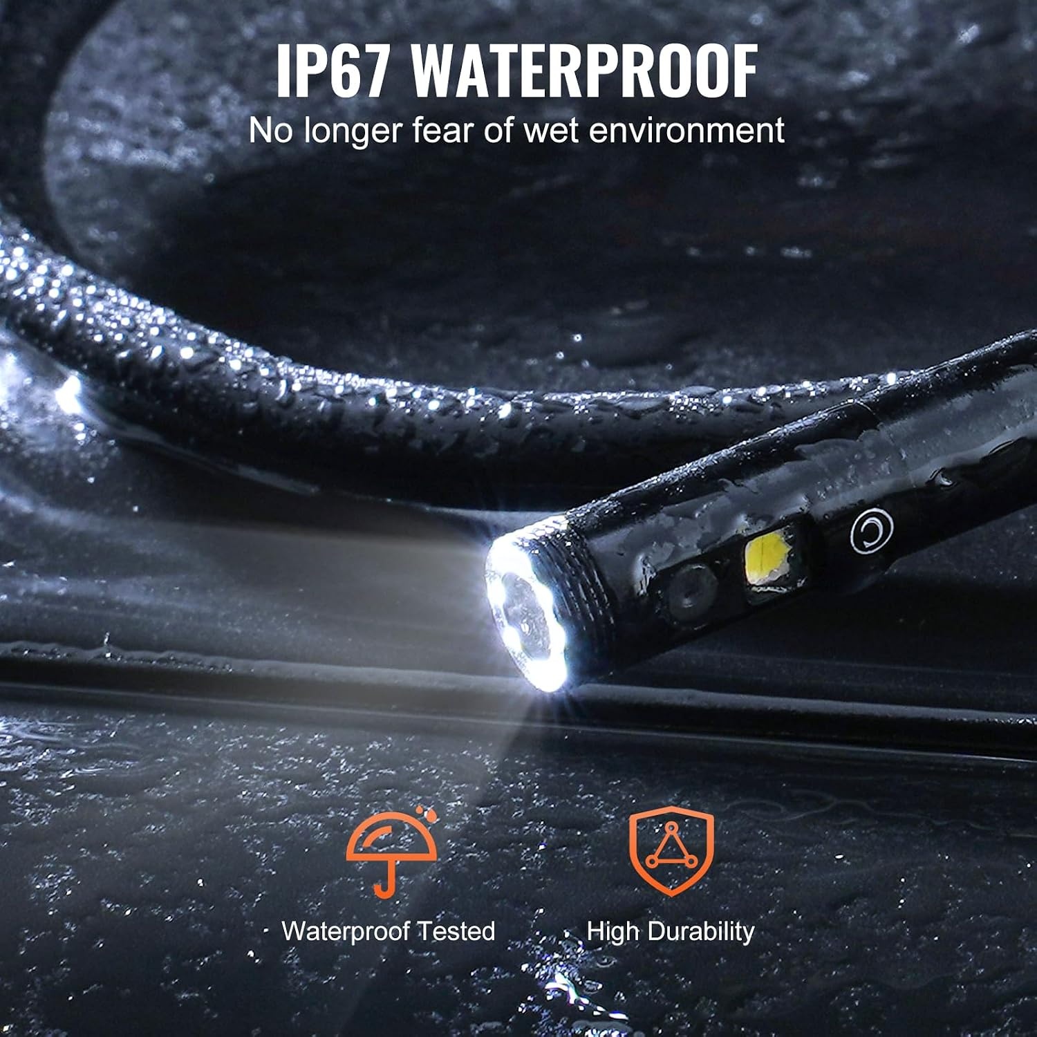 image:imageVEVOR Borescope Triple Lens Endoscope Camera with Light 43 IPS Screen Inspection Camera with 8 2 Lights IP67 Waterproof Snake Scope Cameras for Automotive Plumbing 164FT Cable 32GB Card