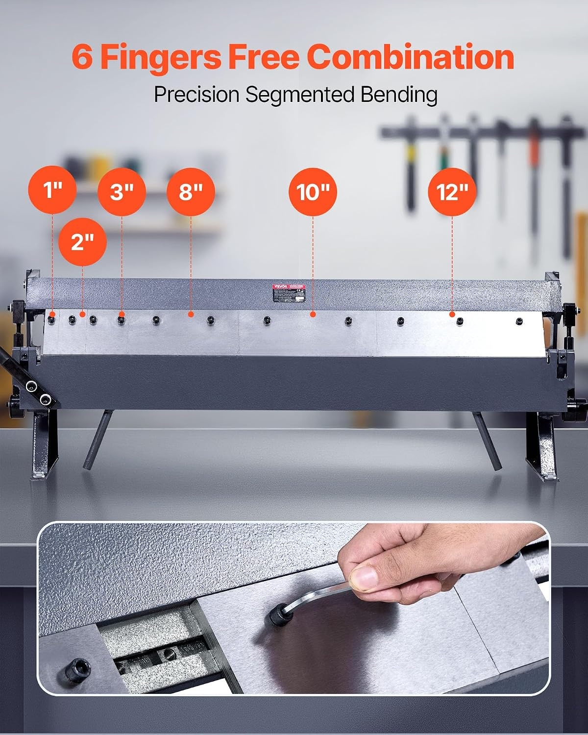 image:imageVEVOR Box and Pan Brake 48 in Sheet Metal Bending Brake16Gauge Mild Steel Capacity 0135 Degree Adjustable Metal Bender Machine with 16 Fingers HeavyDuty Aluminum Folder for Precise Bending36 inch