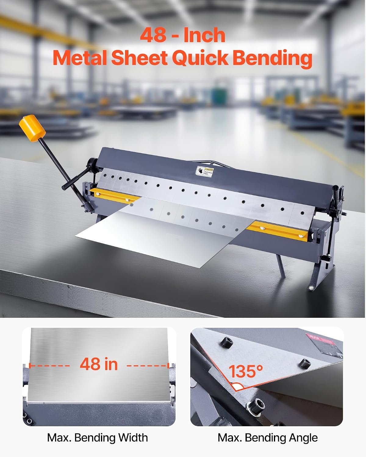 image:imageVEVOR Box and Pan Brake 48 in Sheet Metal Bending Brake16Gauge Mild Steel Capacity 0135 Degree Adjustable Metal Bender Machine with 16 Fingers HeavyDuty Aluminum Folder for Precise Bending48 inch
