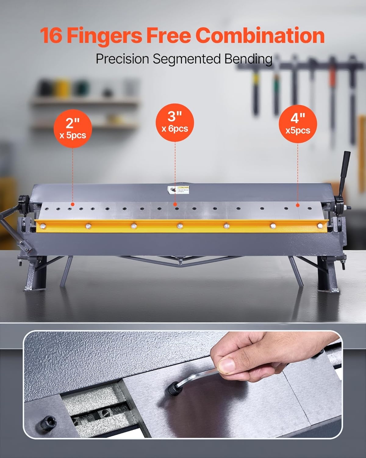 image:imageVEVOR Box and Pan Brake 48 in Sheet Metal Bending Brake16Gauge Mild Steel Capacity 0135 Degree Adjustable Metal Bender Machine with 16 Fingers HeavyDuty Aluminum Folder for Precise Bending48 inch