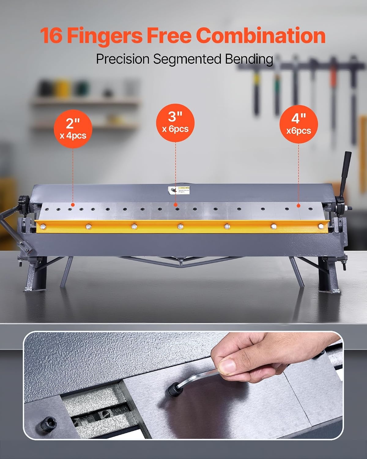 image:imageVEVOR Box and Pan Brake 48 in Sheet Metal Bending Brake16Gauge Mild Steel Capacity 0135 Degree Adjustable Metal Bender Machine with 16 Fingers HeavyDuty Aluminum Folder for Precise Bending50 inch