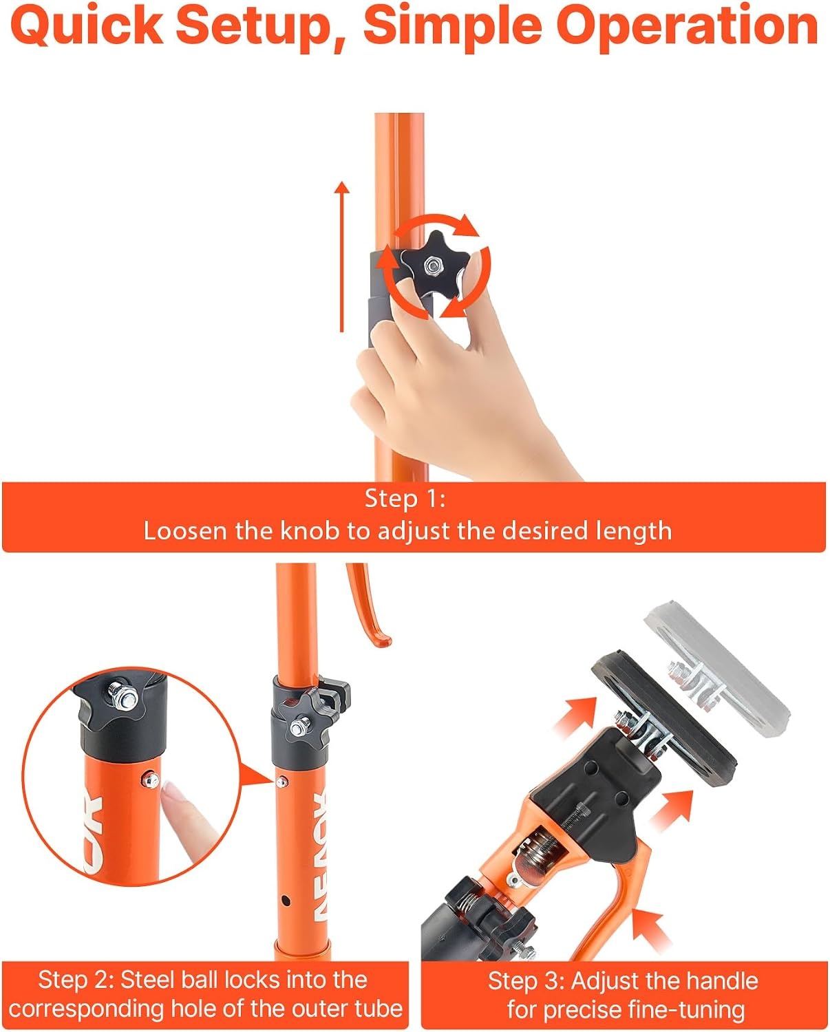image:imageVEVOR Cabinet Jack Support Pole 2Pack 208453 Inch Steel Telescopic Quick Support Rod Adjustable 3rd Hand System up to 154 lbs Capacity for Installing Cabinets Lifting Drywall Cargo Bars1575236 2PC