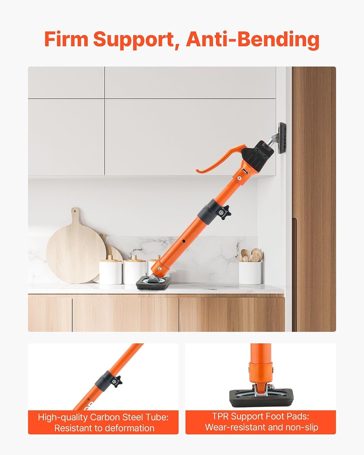 image:imageVEVOR Cabinet Jack Support Pole 2Pack 208453 Inch Steel Telescopic Quick Support Rod Adjustable 3rd Hand System up to 154 lbs Capacity for Installing Cabinets Lifting Drywall Cargo Bars254453 2PC