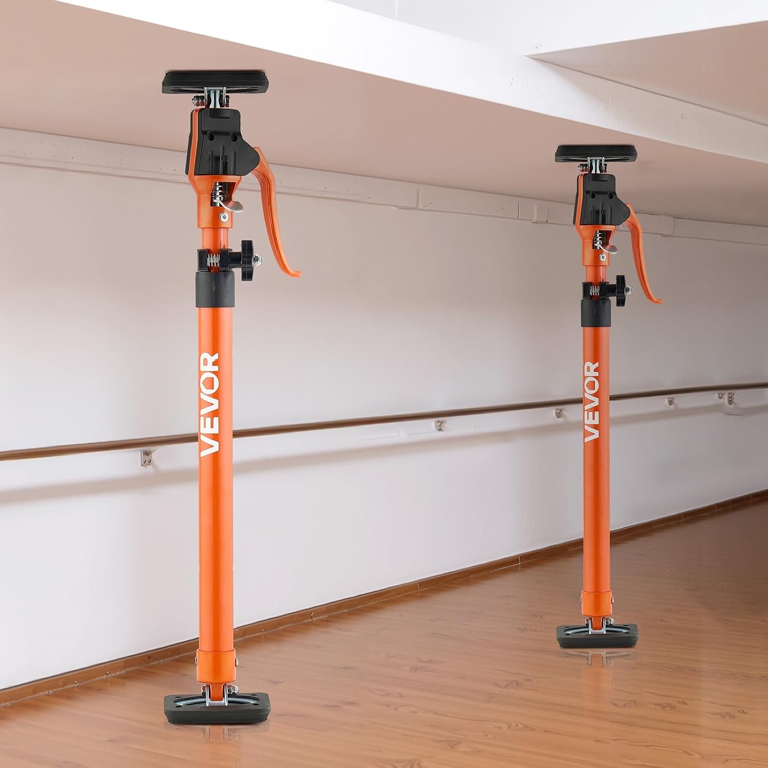 image:imageVEVOR Cabinet Jack Support Pole 2Pack 208453 Inch Steel Telescopic Quick Support Rod Adjustable 3rd Hand System up to 154 lbs Capacity for Installing Cabinets Lifting Drywall Cargo Bars254453 2PC