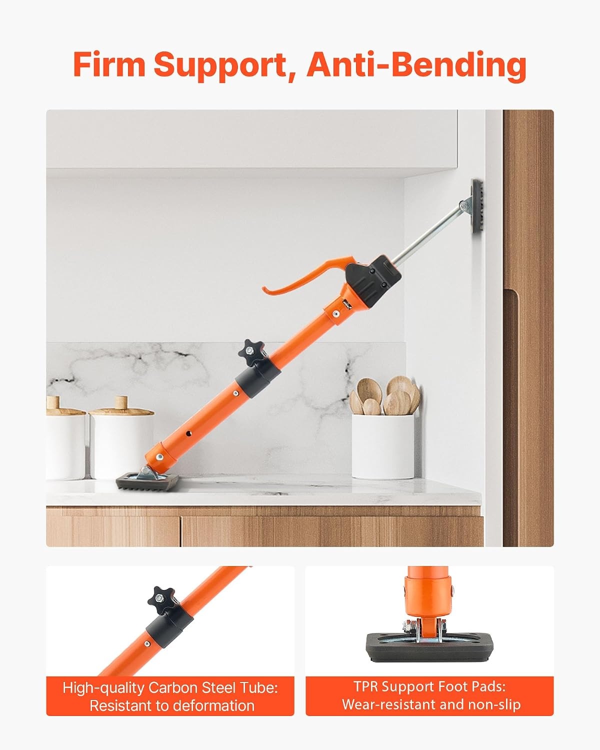 image:imageVEVOR Cabinet Jack Support Pole 2Pack 208453 Inch Steel Telescopic Quick Support Rod Adjustable 3rd Hand System up to 154 lbs Capacity for Installing Cabinets Lifting Drywall Cargo Bars1575236 2PC