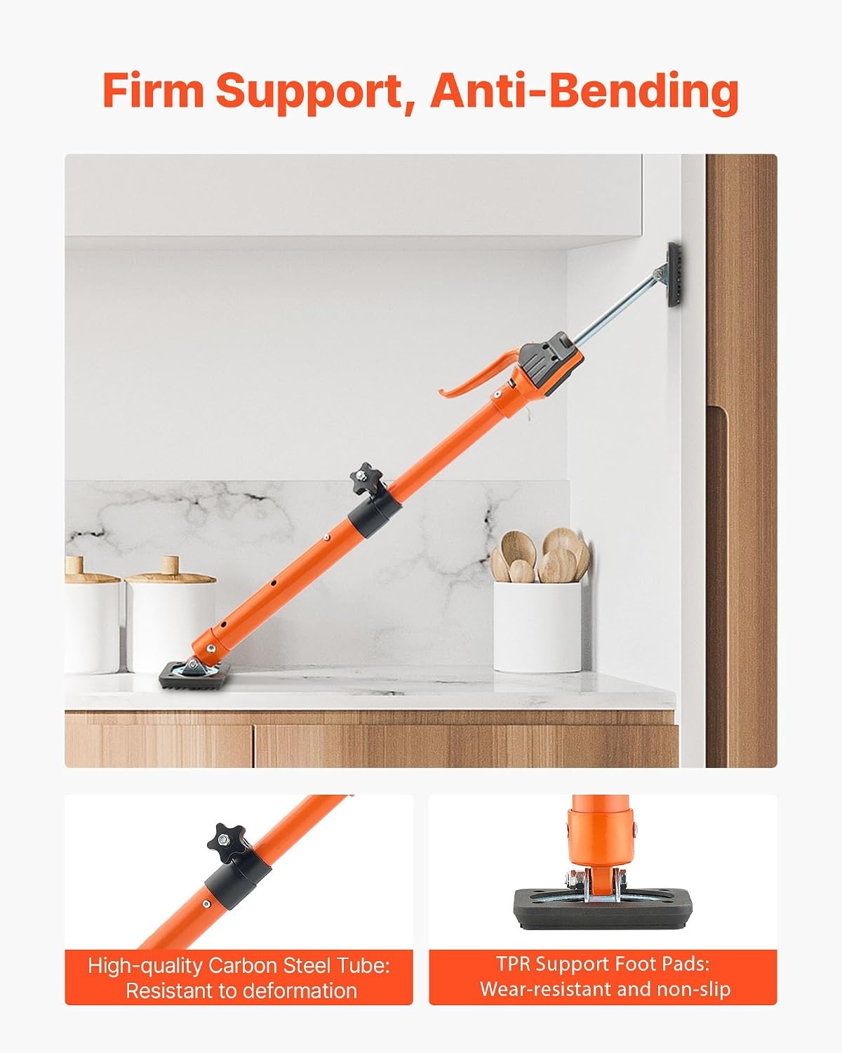 image:imageVEVOR Cabinet Jack Support Pole 2Pack 208453 Inch Steel Telescopic Quick Support Rod Adjustable 3rd Hand System up to 154 lbs Capacity for Installing Cabinets Lifting Drywall Cargo Bars189295 2PC