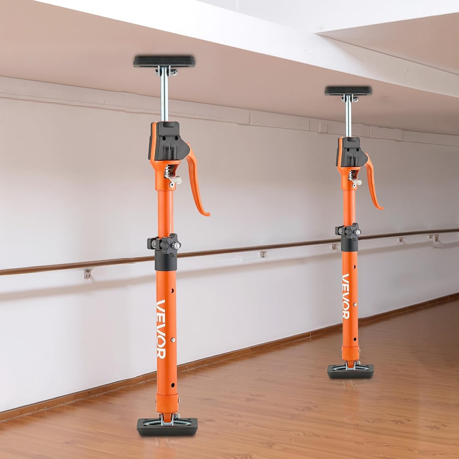 image:imageVEVOR Cabinet Jack Support Pole 2Pack 208453 Inch Steel Telescopic Quick Support Rod Adjustable 3rd Hand System up to 154 lbs Capacity for Installing Cabinets Lifting Drywall Cargo Bars189295 2PC