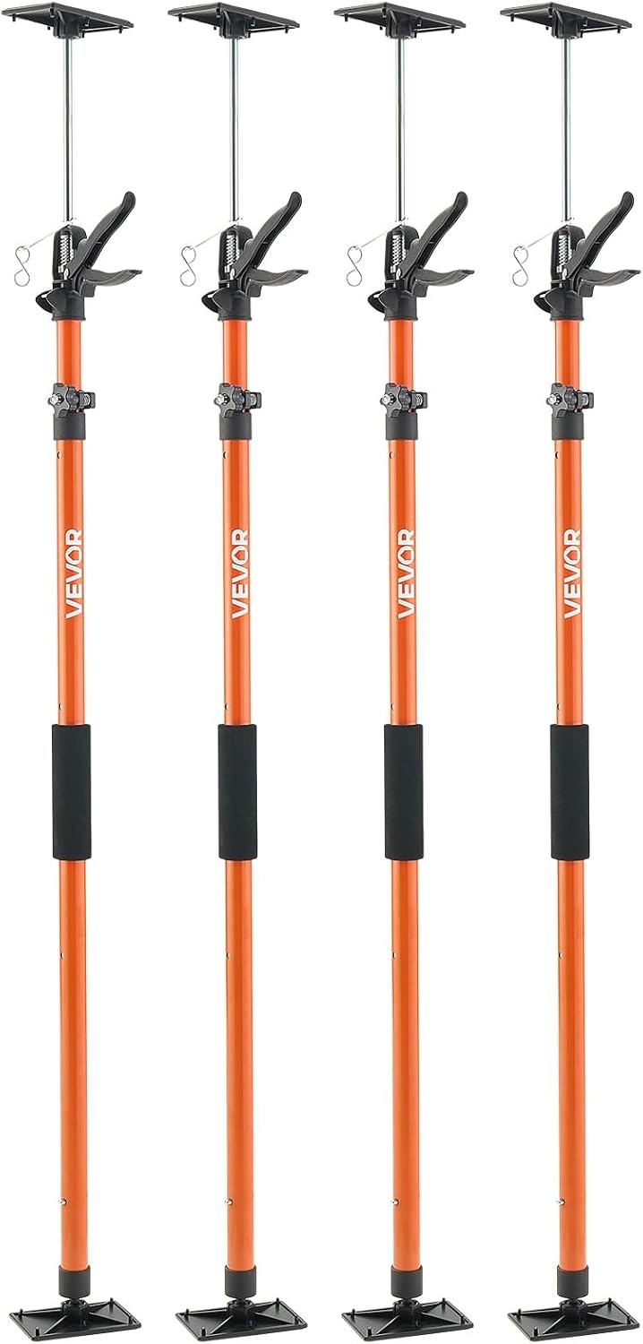 image:imageVEVOR Cabinet Jack Support Pole 2Pack 4571142 Inch Steel Telescopic Quick Support Rod Adjustable 3rd Hand System up to 154 lbs Capacity for Installing Cabinets Lifting Drywall Cargo Bars4 PCS