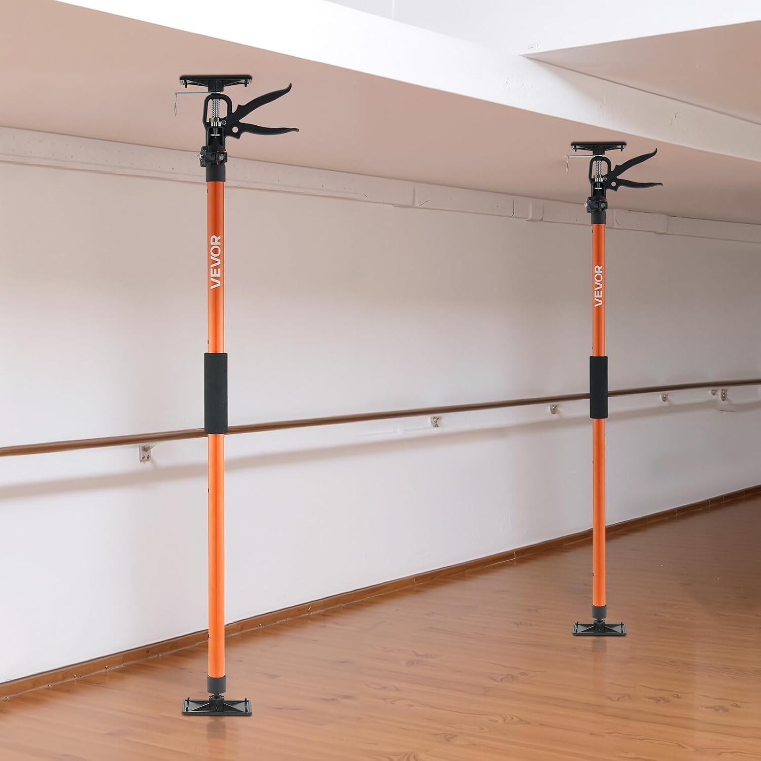 image:imageVEVOR Cabinet Jack Support Pole 2Pack 4571142 Inch Steel Telescopic Quick Support Rod Adjustable 3rd Hand System up to 154 lbs Capacity for Installing Cabinets Lifting Drywall Cargo Bars2 PCS