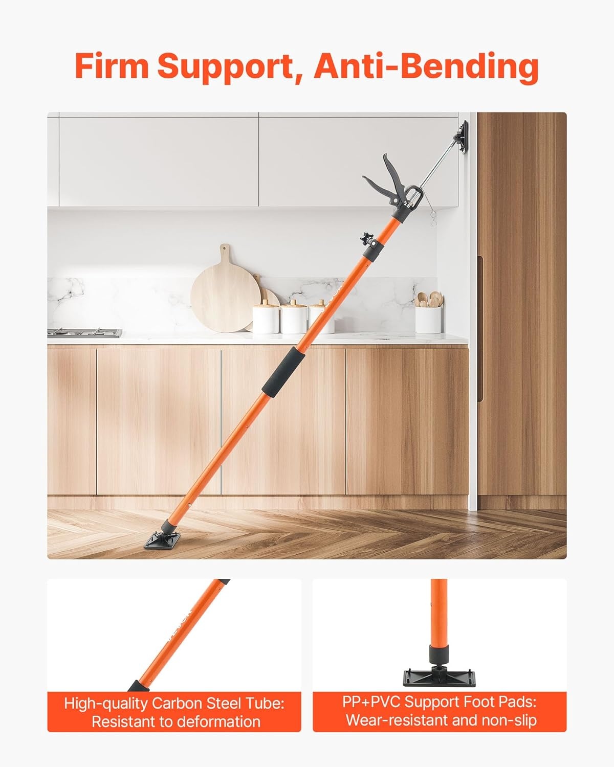 image:imageVEVOR Cabinet Jack Support Pole 2Pack 4571142 Inch Steel Telescopic Quick Support Rod Adjustable 3rd Hand System up to 154 lbs Capacity for Installing Cabinets Lifting Drywall Cargo Bars8 PCS