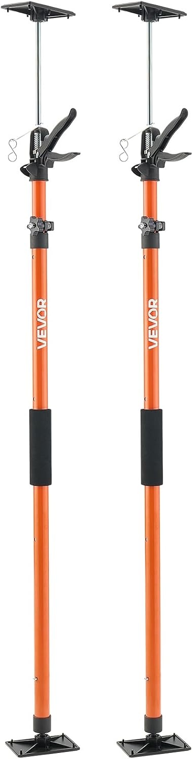 image:imageVEVOR Cabinet Jack Support Pole 2Pack 4571142 Inch Steel Telescopic Quick Support Rod Adjustable 3rd Hand System up to 154 lbs Capacity for Installing Cabinets Lifting Drywall Cargo Bars2 PCS