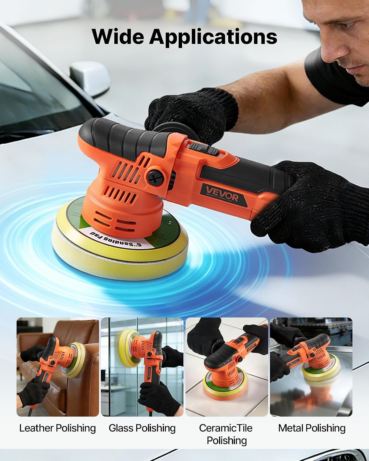 image:imageVEVOR Car Buffer Polisher 6Inch Dual Action Polisher Buffer Waxer 650W 6 Variable Speeds 20006800RPM Random Orbital Polisher Kit for Cars Detailing Waxing Polishing6