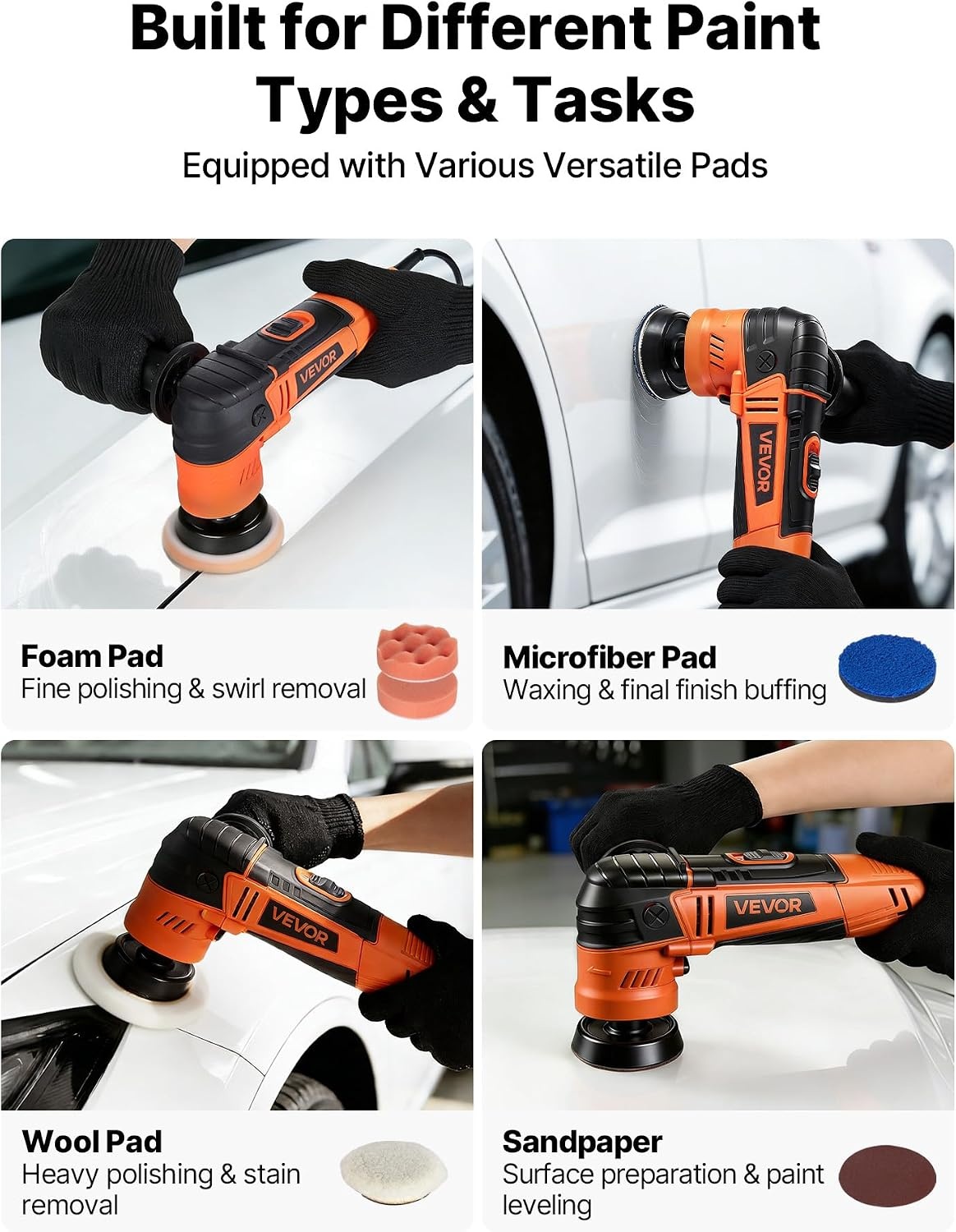 image:imageVEVOR Car Buffer Polisher 6Inch Dual Action Polisher Buffer Waxer 650W 6 Variable Speeds 20006800RPM Random Orbital Polisher Kit for Cars Detailing Waxing Polishing1223
