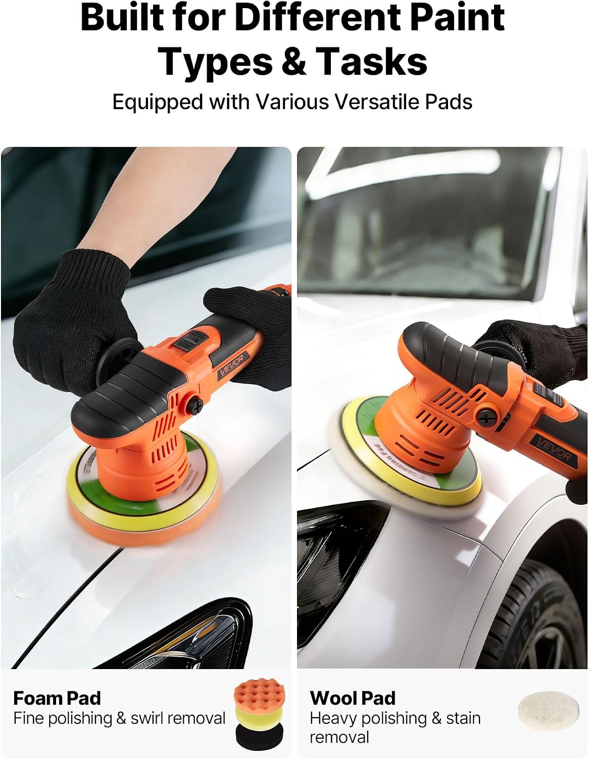 image:imageVEVOR Car Buffer Polisher 6Inch Dual Action Polisher Buffer Waxer 650W 6 Variable Speeds 20006800RPM Random Orbital Polisher Kit for Cars Detailing Waxing Polishing6