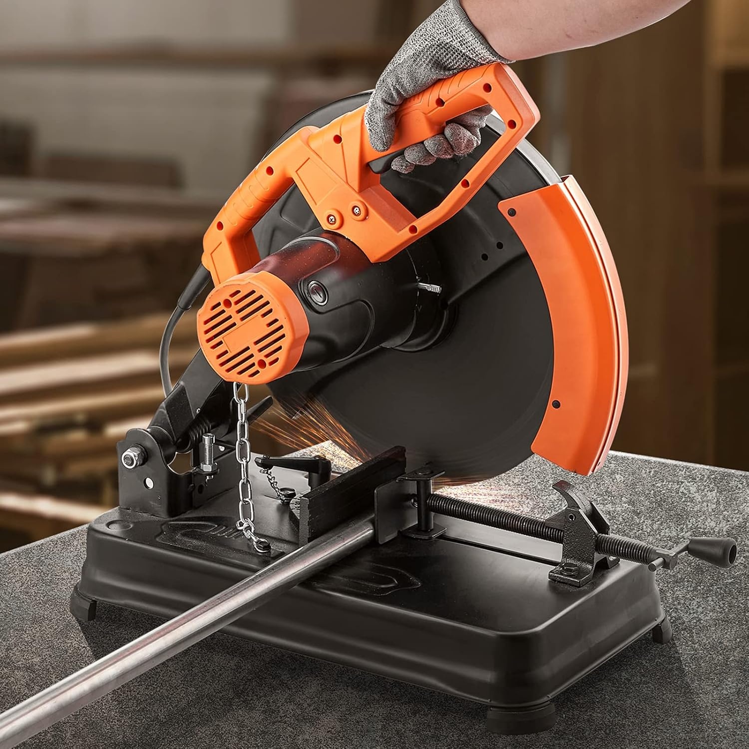image:imageVEVOR Chop Saw 14inch Stainless Steel Cold Cut Blade 3500 W Powerful Brushless Motor 7501200 rmin Adjustable Speed Metal Cutting Chop Saw for Metal Square and Flat Tubes Steels 240V60HZ14 2300W