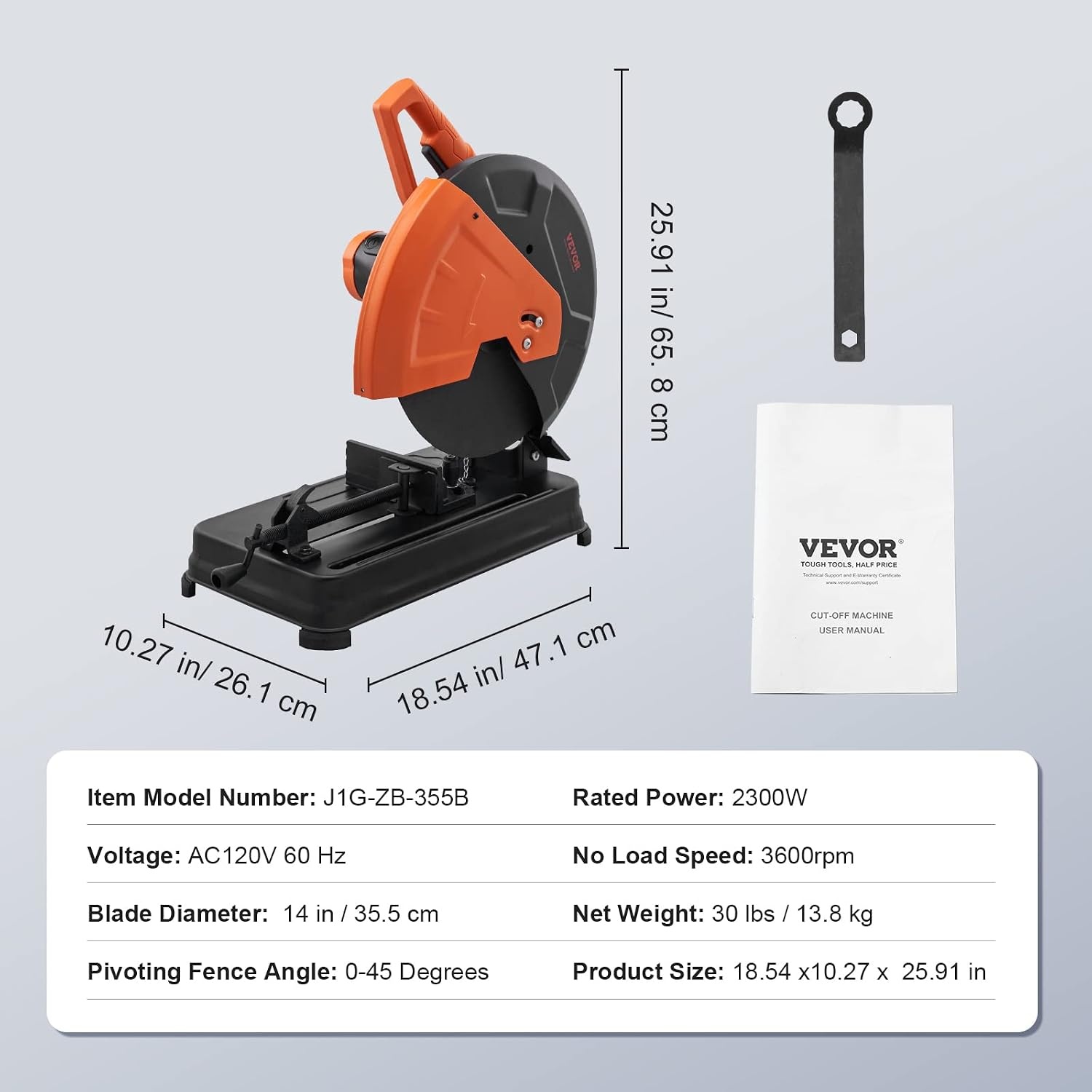 image:imageVEVOR Chop Saw 14inch Stainless Steel Cold Cut Blade 3500 W Powerful Brushless Motor 7501200 rmin Adjustable Speed Metal Cutting Chop Saw for Metal Square and Flat Tubes Steels 240V60HZ14 2300W