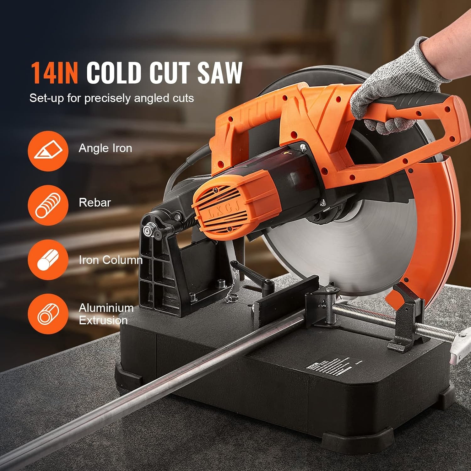 image:imageVEVOR Chop Saw 714 in Stainless Steel Cold Cut Blade 1200 W Motor 4000 rmin Speed 045 Adjustable Cutting Angle Metal Cutting Chop Saw for Metal Square and Flat Tubes IShaped Steels14 2800W