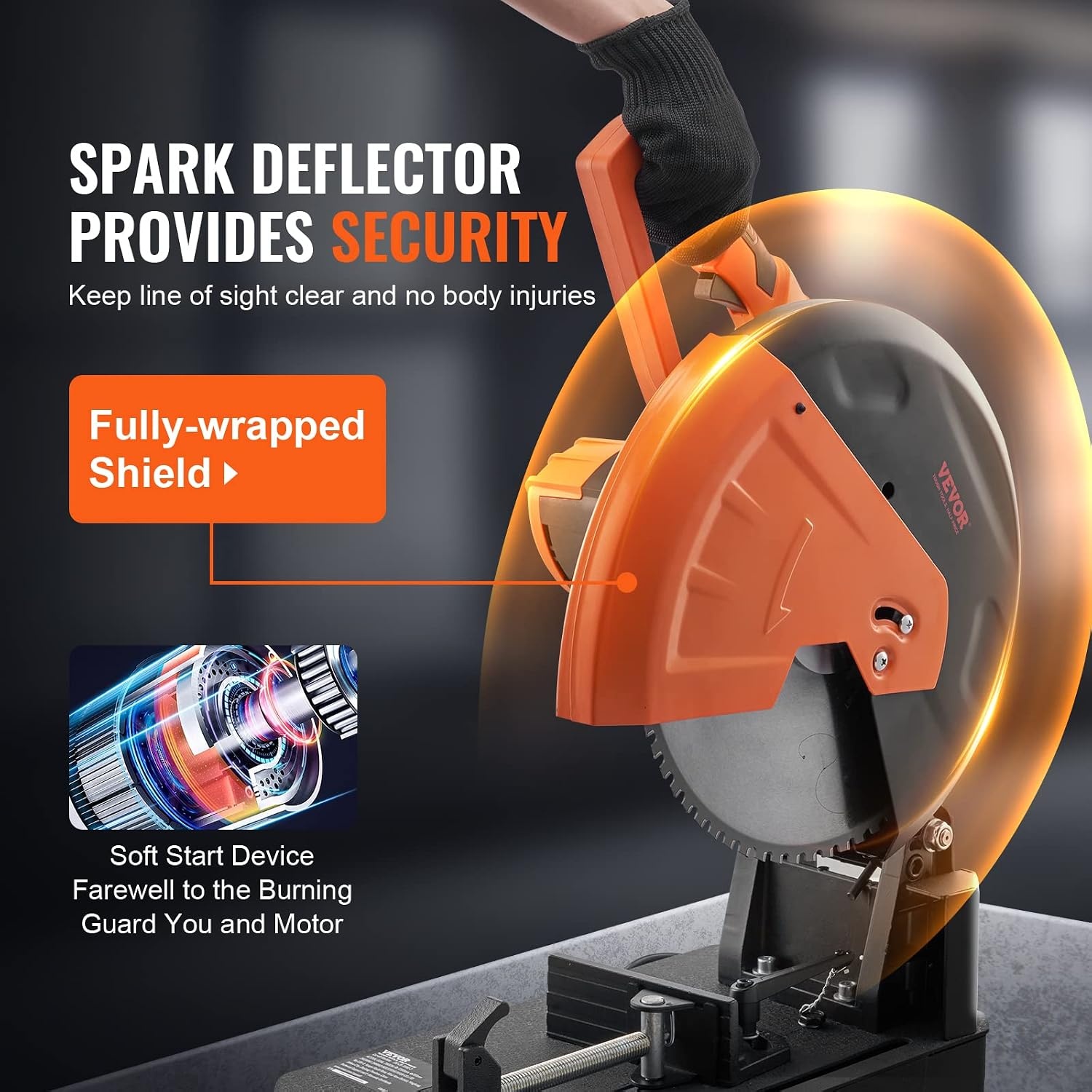 image:imageVEVOR Chop Saw 714 in Stainless Steel Cold Cut Blade 1200 W Motor 4000 rmin Speed 045 Adjustable Cutting Angle Metal Cutting Chop Saw for Metal Square and Flat Tubes IShaped Steels14 2800W