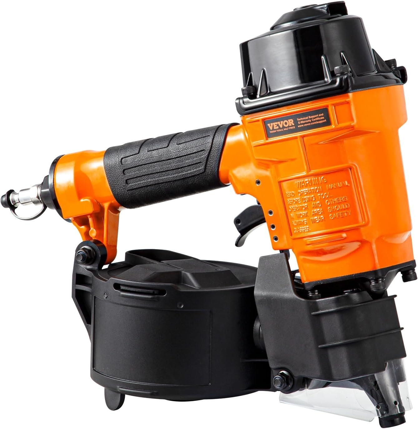 image:imageVEVOR Coil SidingFraming Nailer CN83N 2 to 314 15 Degree Pneumatic Siding Nail Gun with ToolLess Depth Adjustment 70120PSI Air Coil Nailer for Siding Sheathing Wooding Fencing DeckingMCN551 to 214