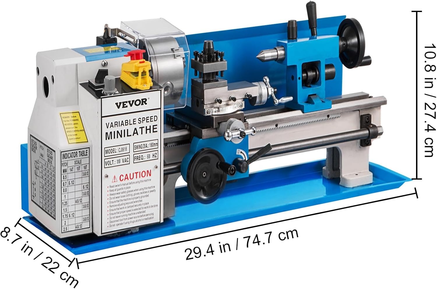 image:imageVEVOR Compact Metal Lathe 7 x 14 Adjustable Speed 02500 RPM Equipped with 4 3jaw Chuck Ideal for Metalworking Benchtop Design for Metal Turning Projects