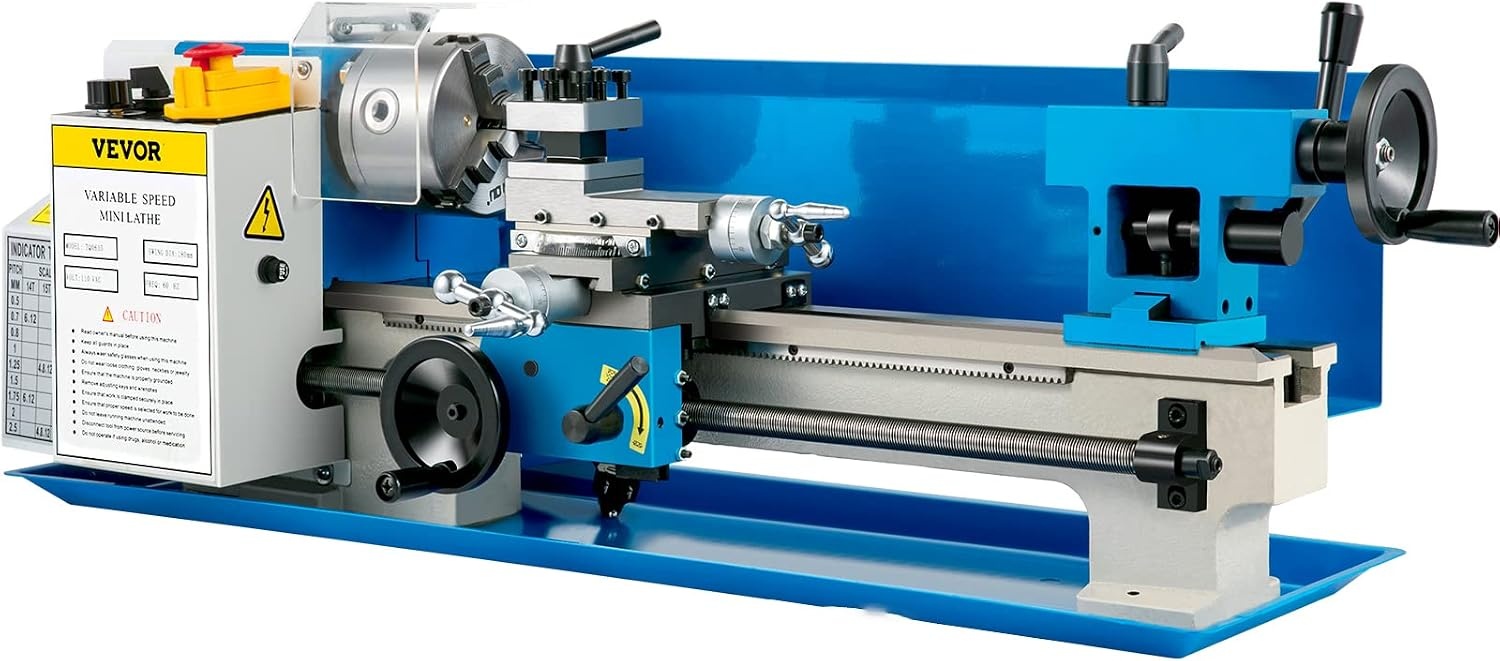 image:imageVEVOR Compact Metal Lathe 7 x 14 Adjustable Speed 02500 RPM Equipped with 4 3jaw Chuck Ideal for Metalworking Benchtop Design for Metal Turning Projects
