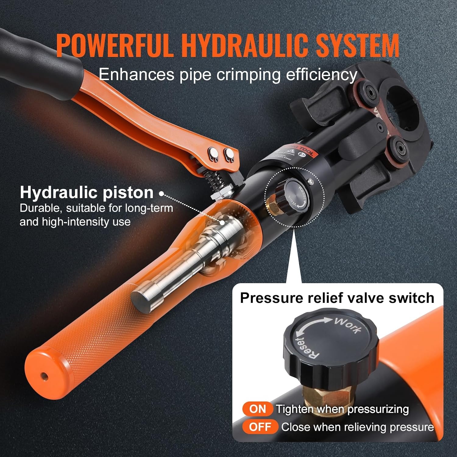 image:imageVEVOR Copper Pipe Crimping Tool Hydraulic Driven Press Tool with 12 34 1 VUS Jaws Copper Tube Fittings Pipe Crimpers for Narrow Spaces and Tee FittingsRectangular