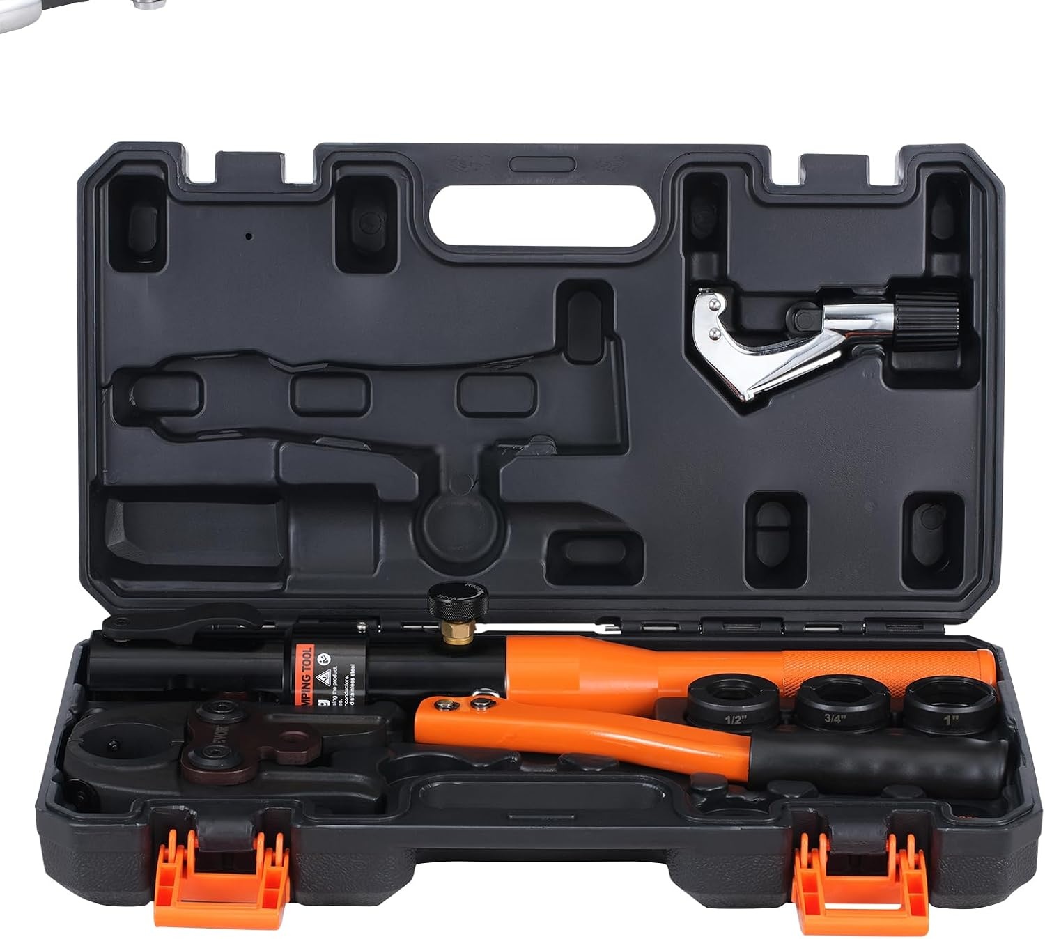 image:imageVEVOR Copper Pipe Crimping Tool Hydraulic Driven Press Tool with 12 34 1 VUS Jaws Copper Tube Fittings Pipe Crimpers for Narrow Spaces and Tee FittingsRectangular