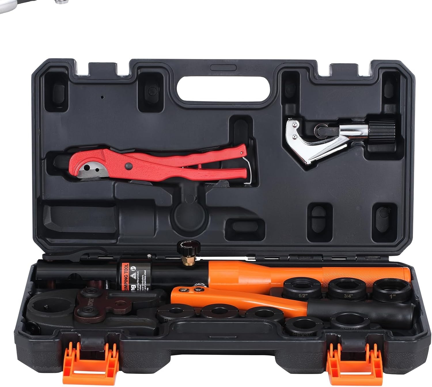 image:imageVEVOR Copper Pipe Crimping Tool Hydraulic Driven Press Tool with 12 34 1 VUS Jaws Copper Tube Fittings Pipe Crimpers for Narrow Spaces and Tee FittingsStraight