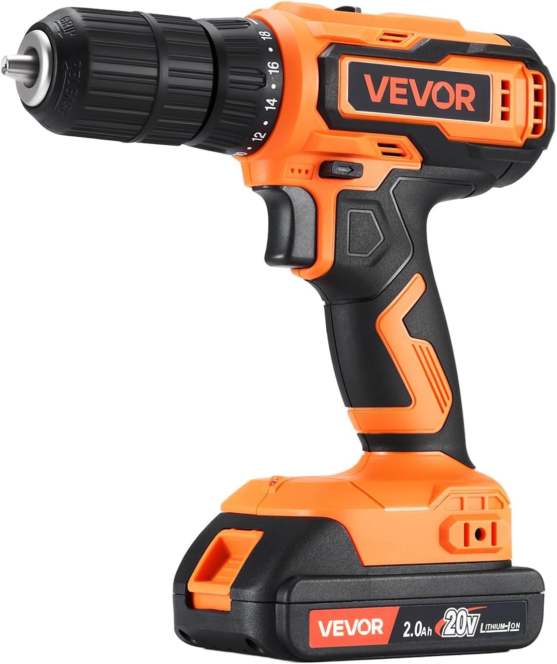 image:imageVEVOR Cordless Drill Driver 5In1 Metal Chuck DualSpeed Variable Drill Driver Kit with 2 Lithium Batteries and Charger Tool Box for Wood and Metal Drilling Screw Tightening or LooseningOrange